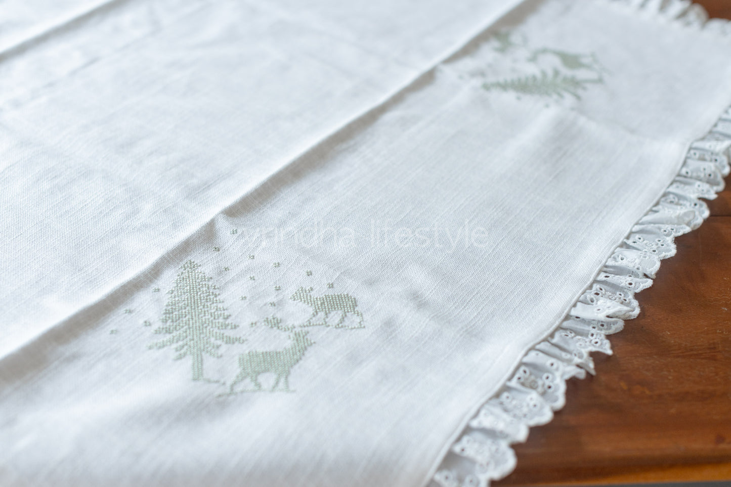 COTTON TABLE CLOTH with embroidery -Square -coffee table cover-customisable