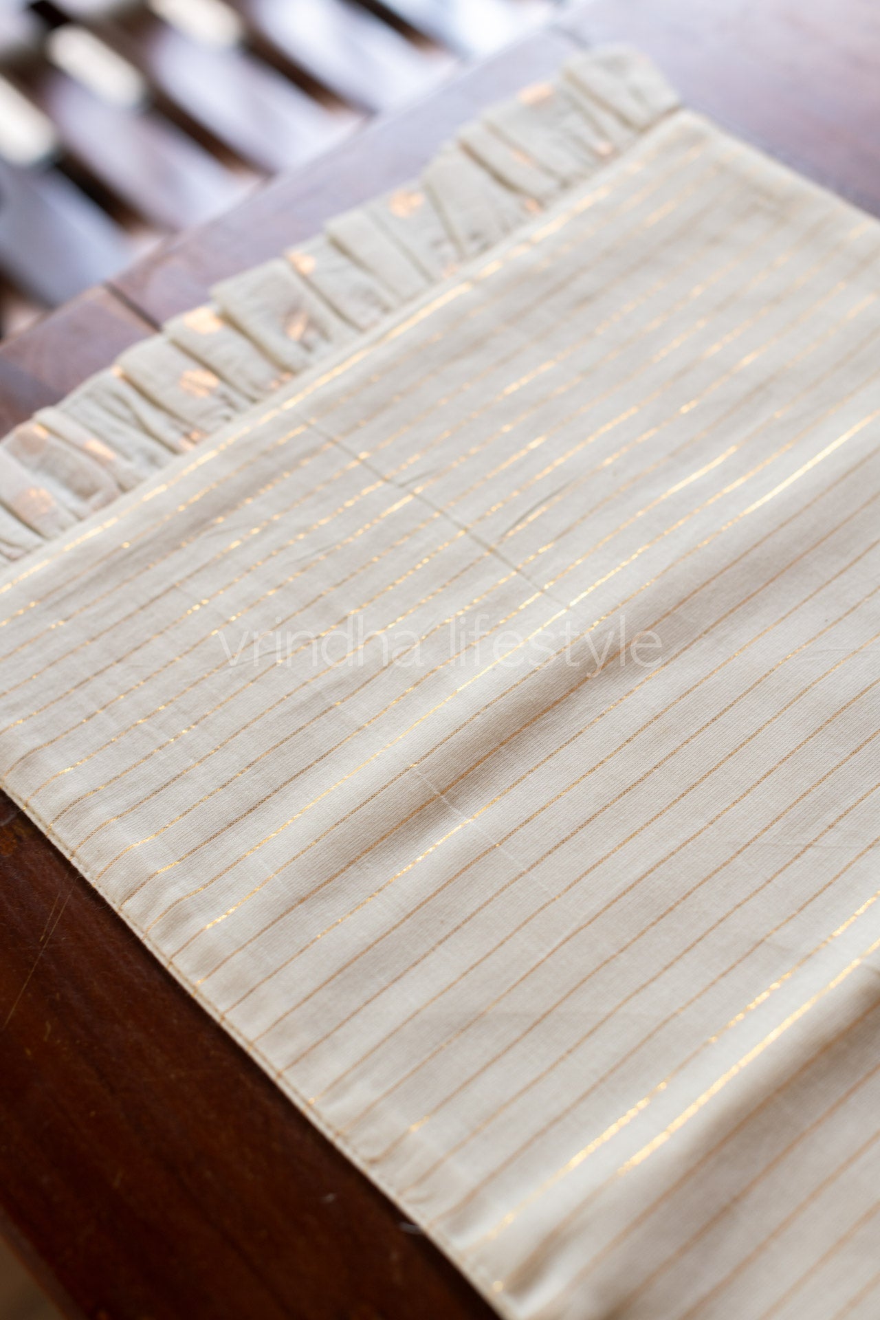 Cotton lurex table runner with frill-13x48-coffee table runner-customisable