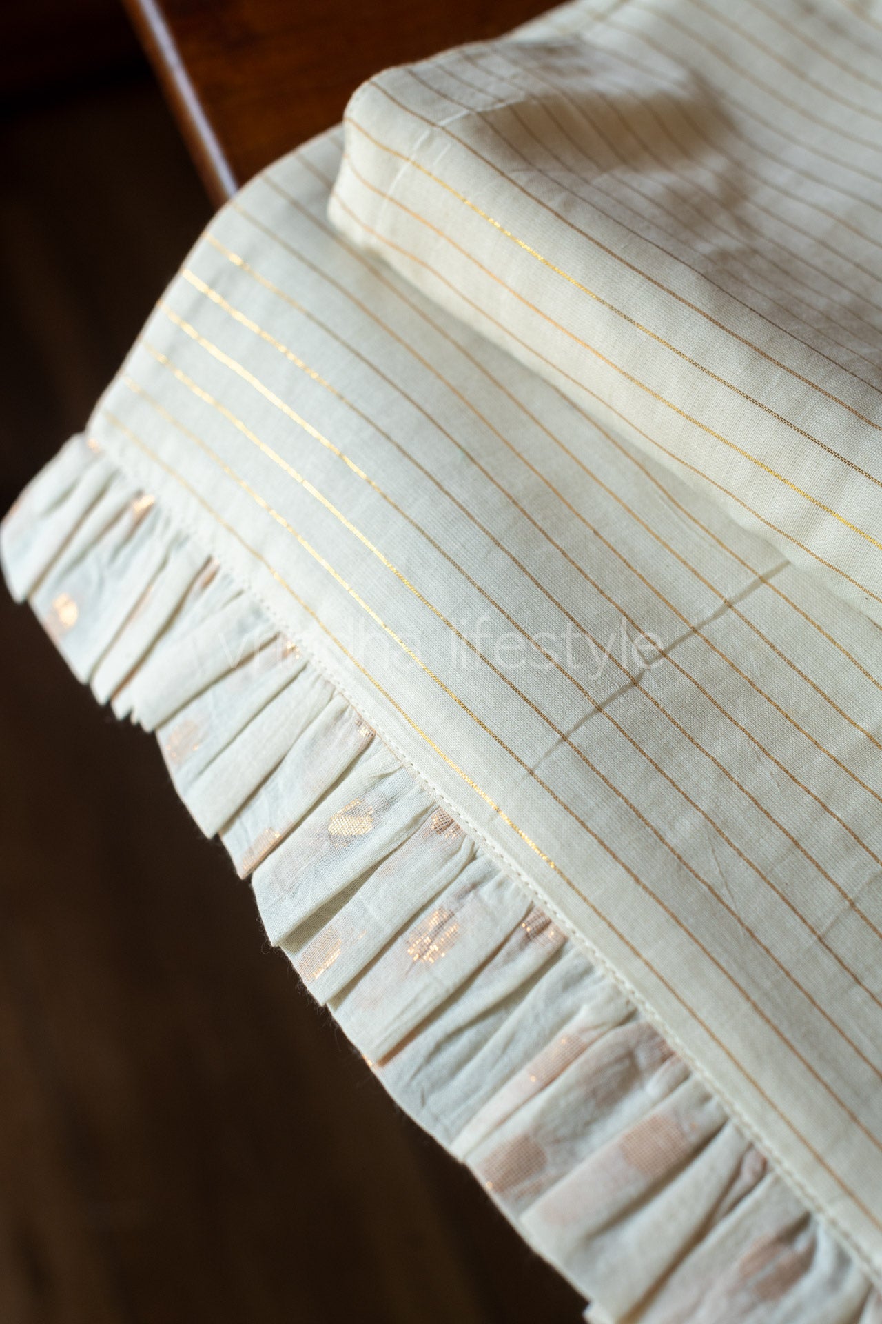 Cotton lurex table runner with frill-13x48-coffee table runner-customisable