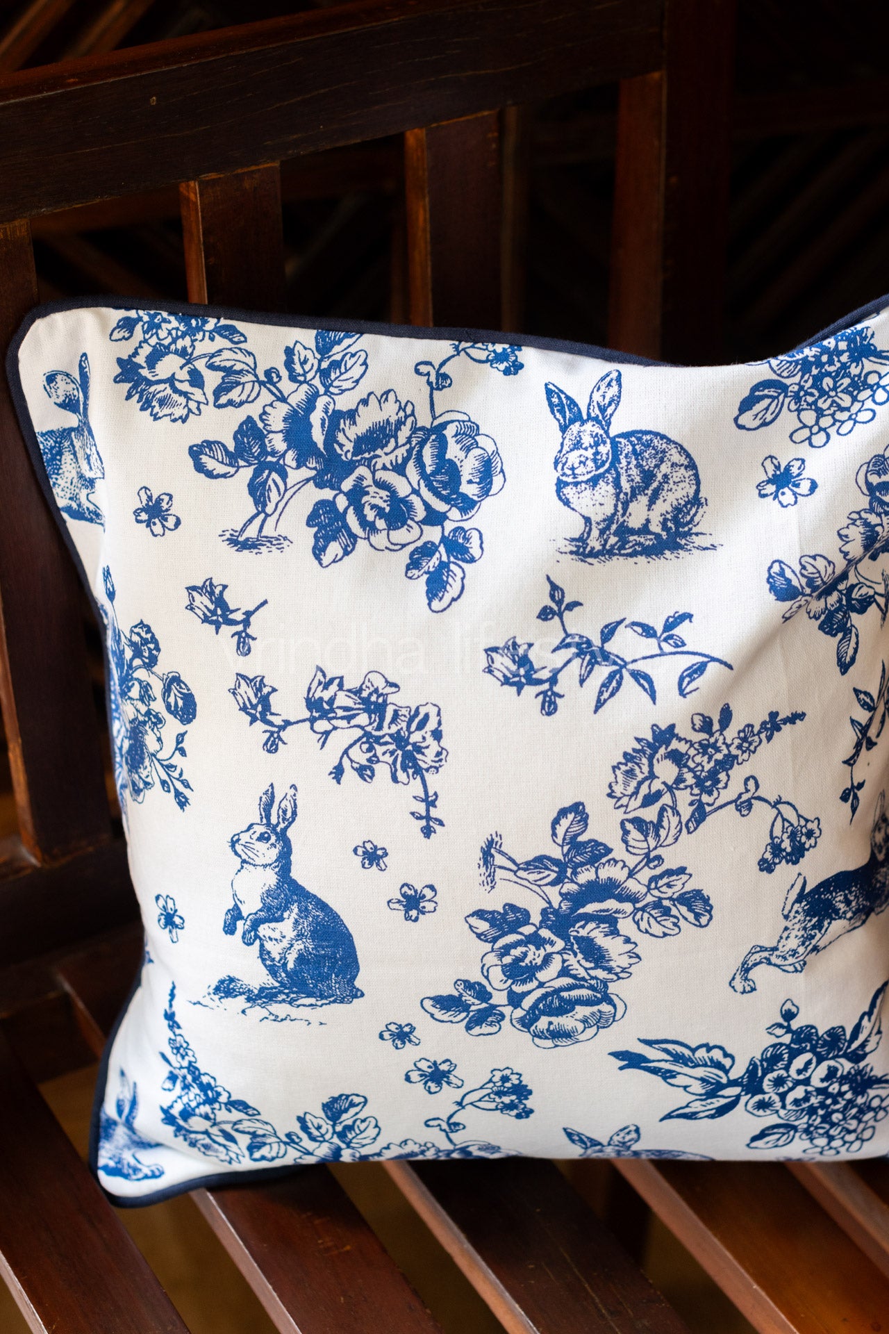Printed cotton cushion cover with flap opening -16 inches