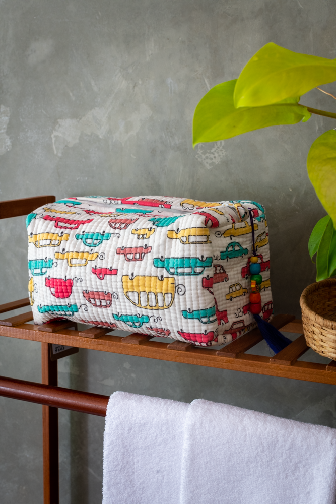 MULTI PURPOSE QUILTED TOILETRY BAG-Large