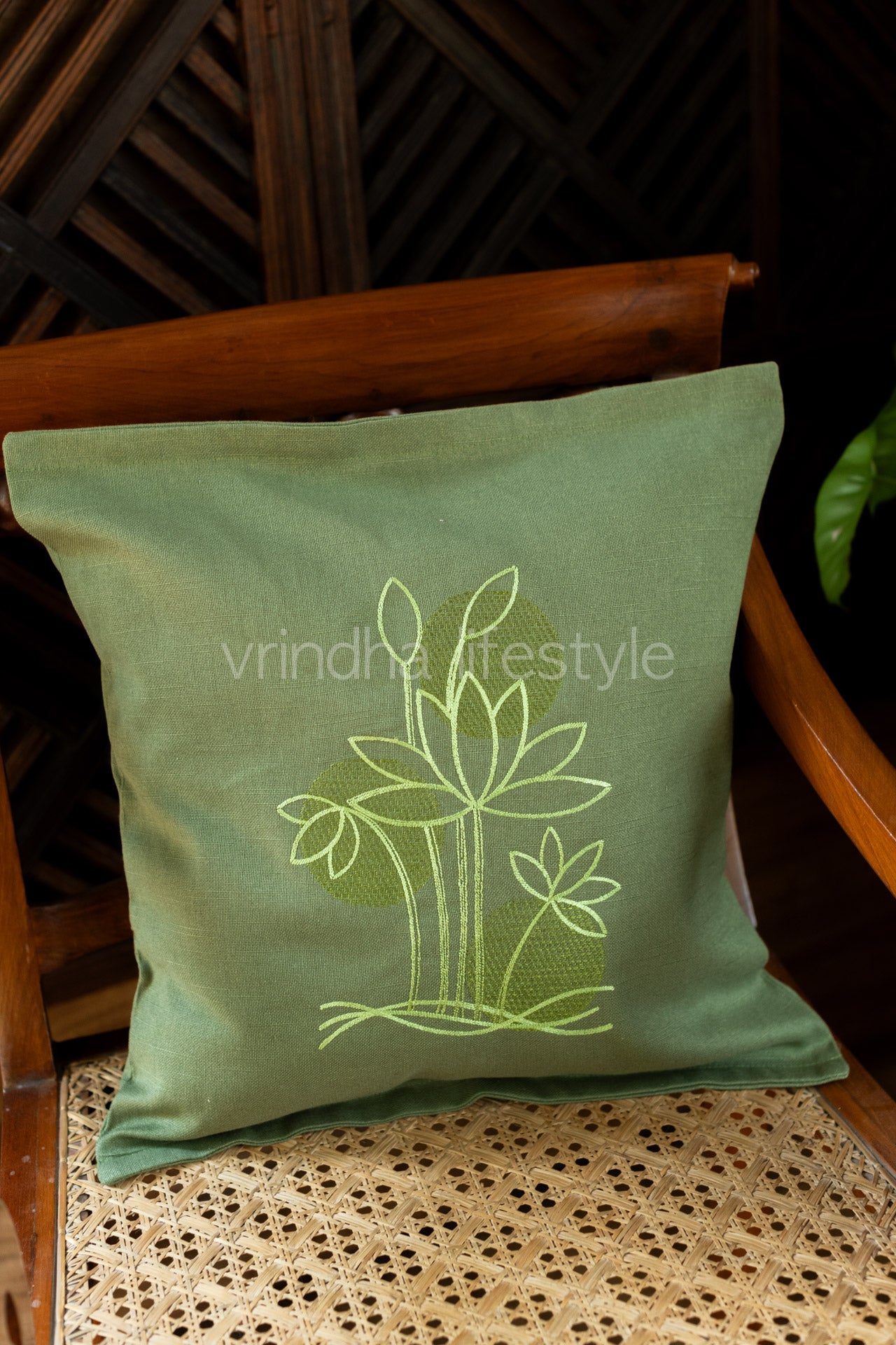 Cotton cushion cover with embroidery ,with flap opening-Single unit- 16x16 inches
