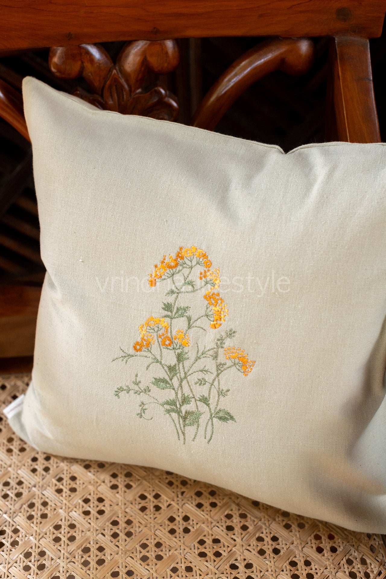 Cotton cushion cover with embroidery -Single unit- 16x16 inches