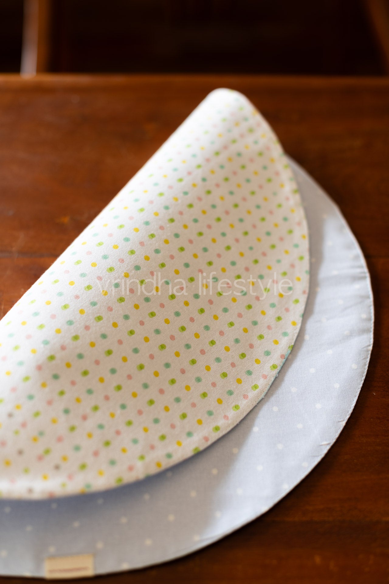 ROUND COTTON PLACEMATS ,reversible-16 inches-Set of 2