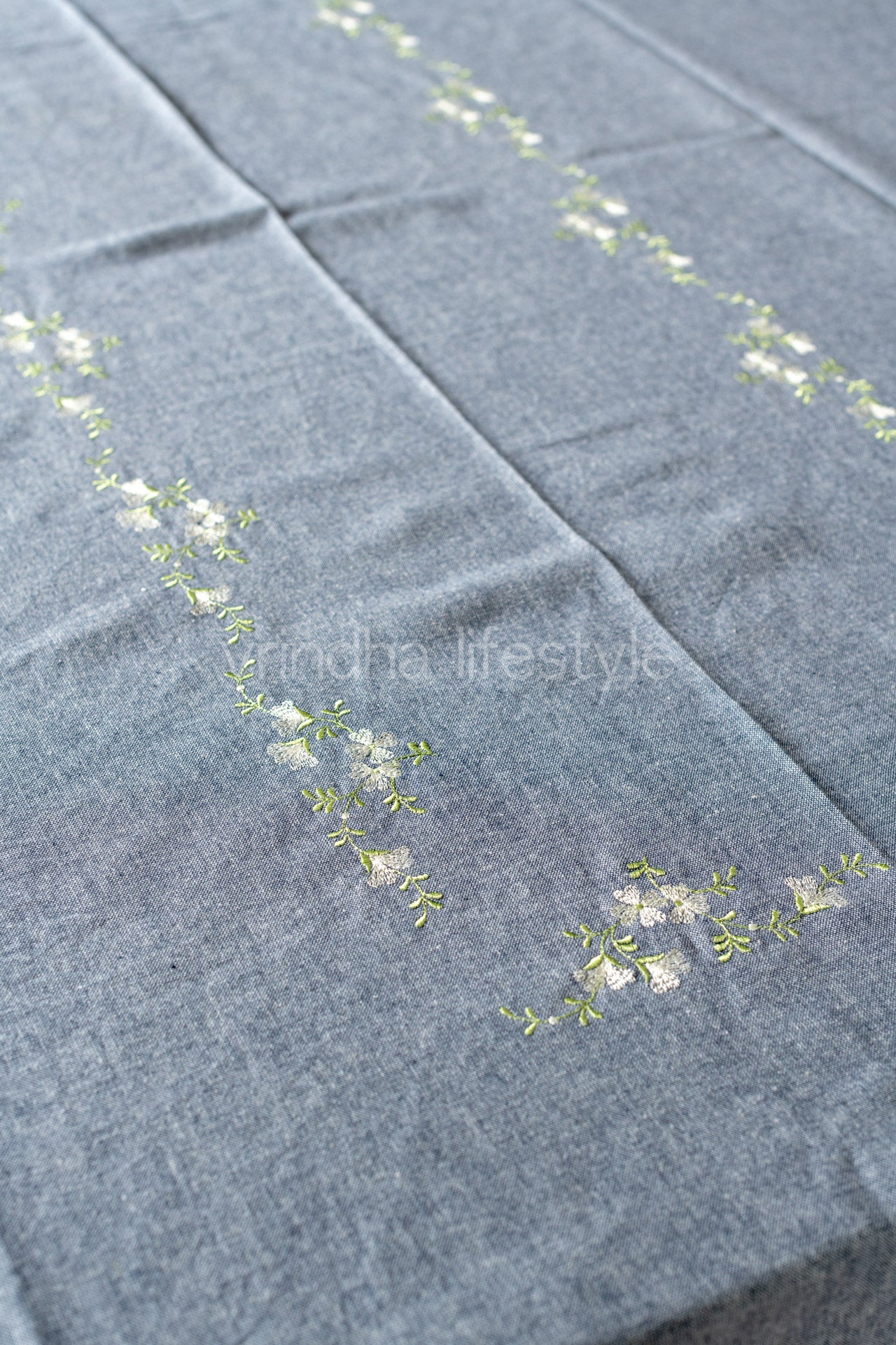 Cotton table clothwith embroidery and lace detailing -4 seater-customisable