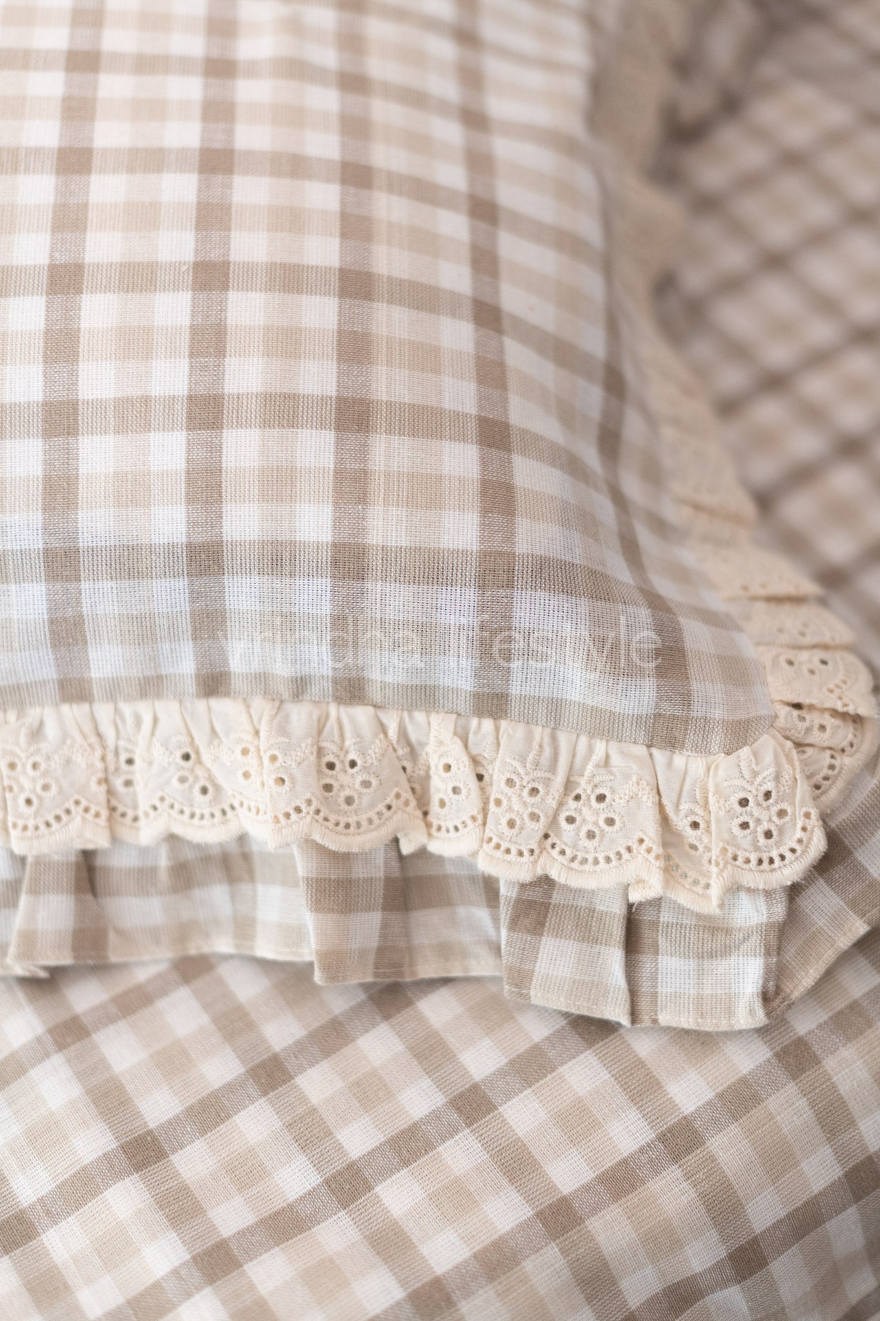 Cotton Bedsheet with cotton embroidered pillow covers with lace detailing -King size