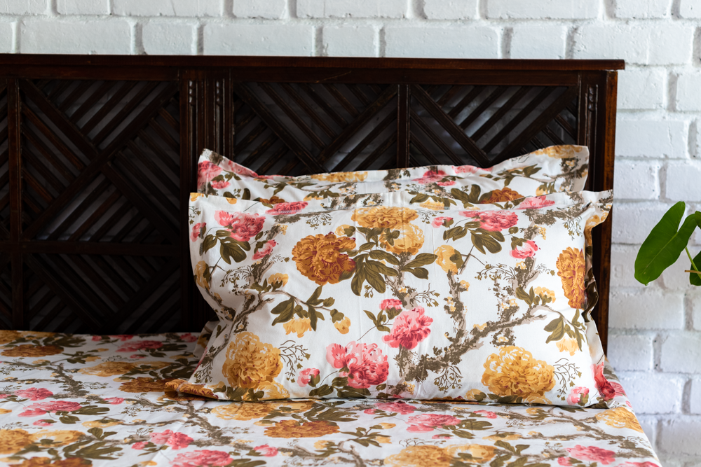 ANOKHI-Cotton floral king size bedsheet