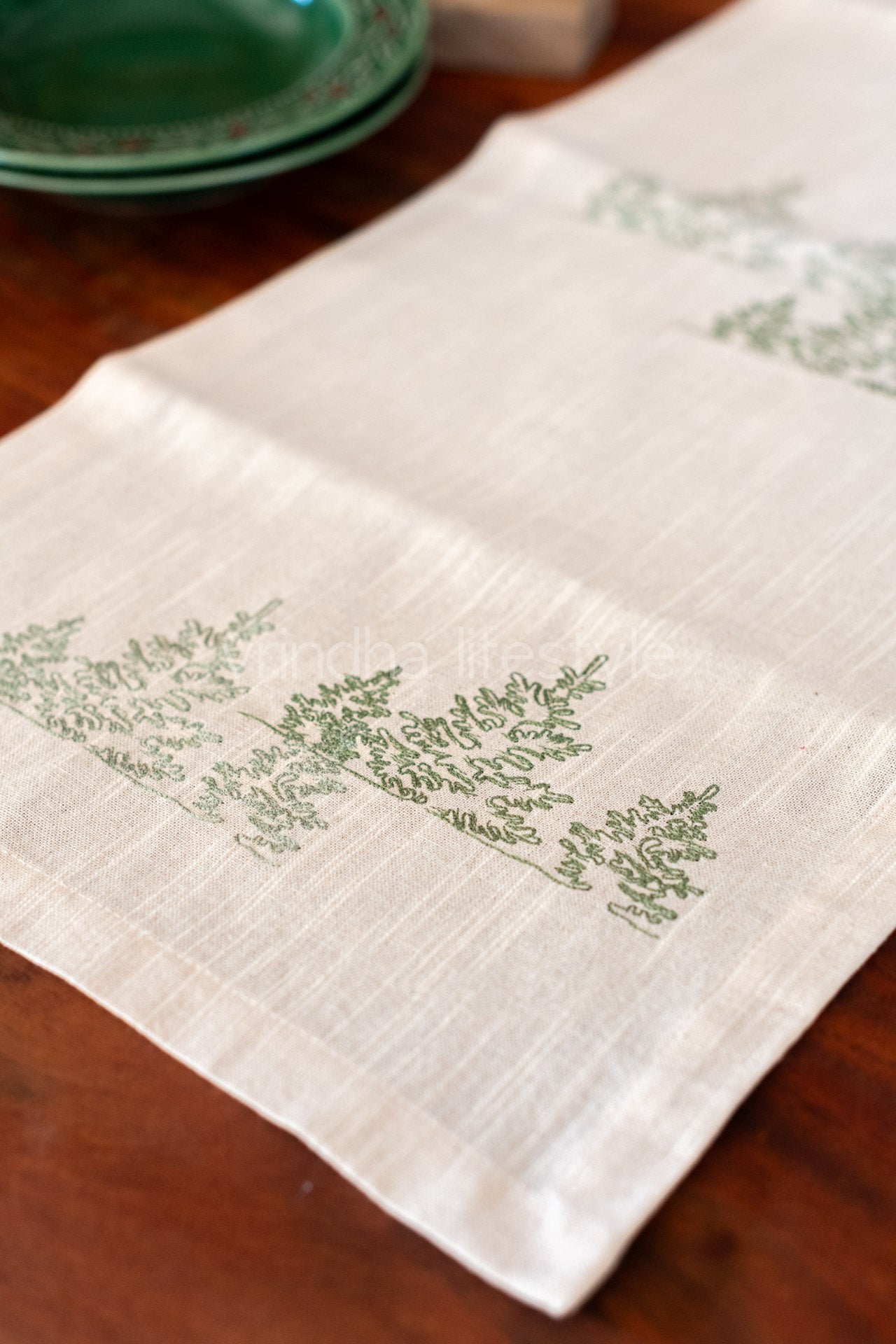 Cotton slub table runner with embroidery- 13x48 inches-4 seater -customisable