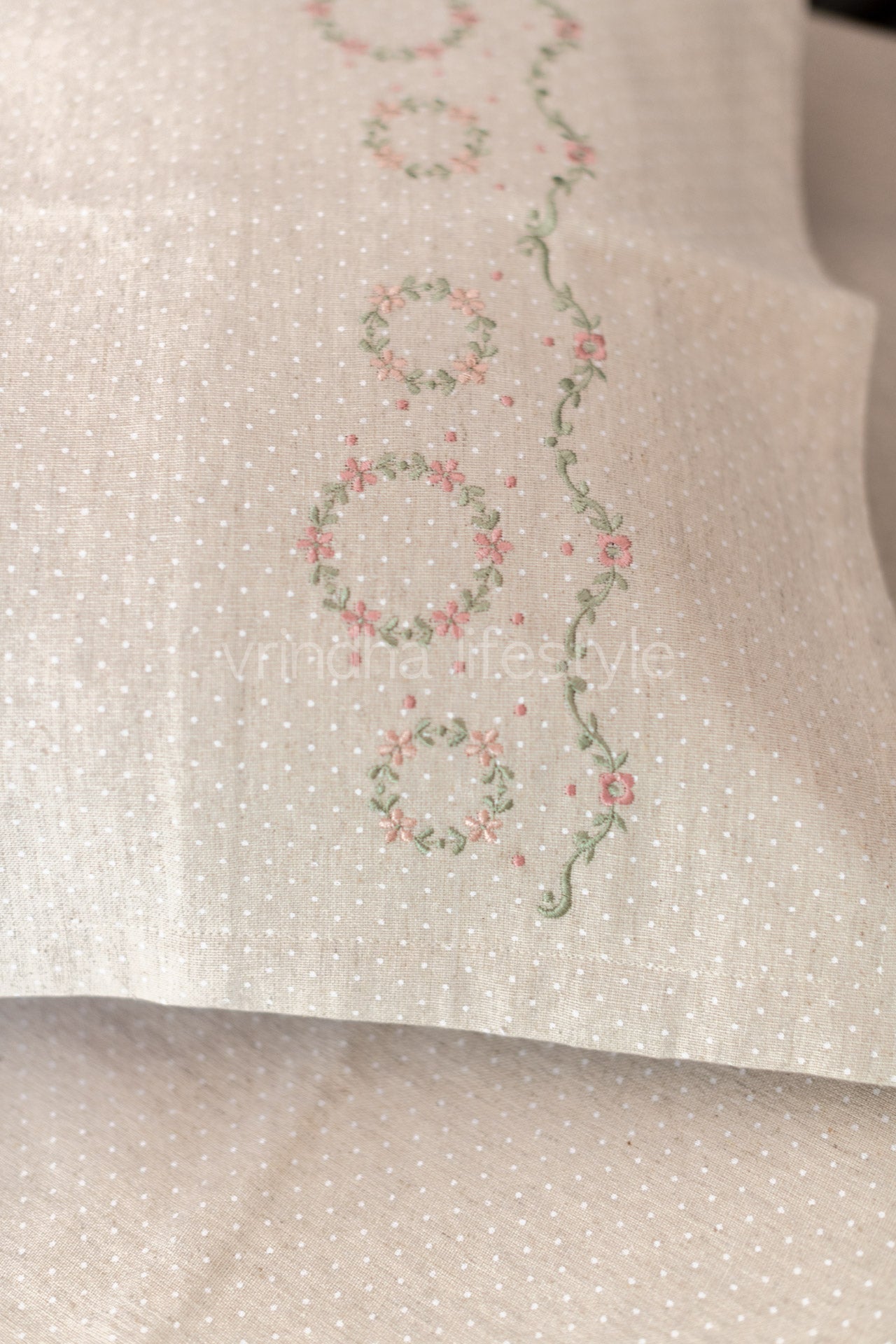 Cotton Bedsheet with cotton embroidered pillow cover -Single