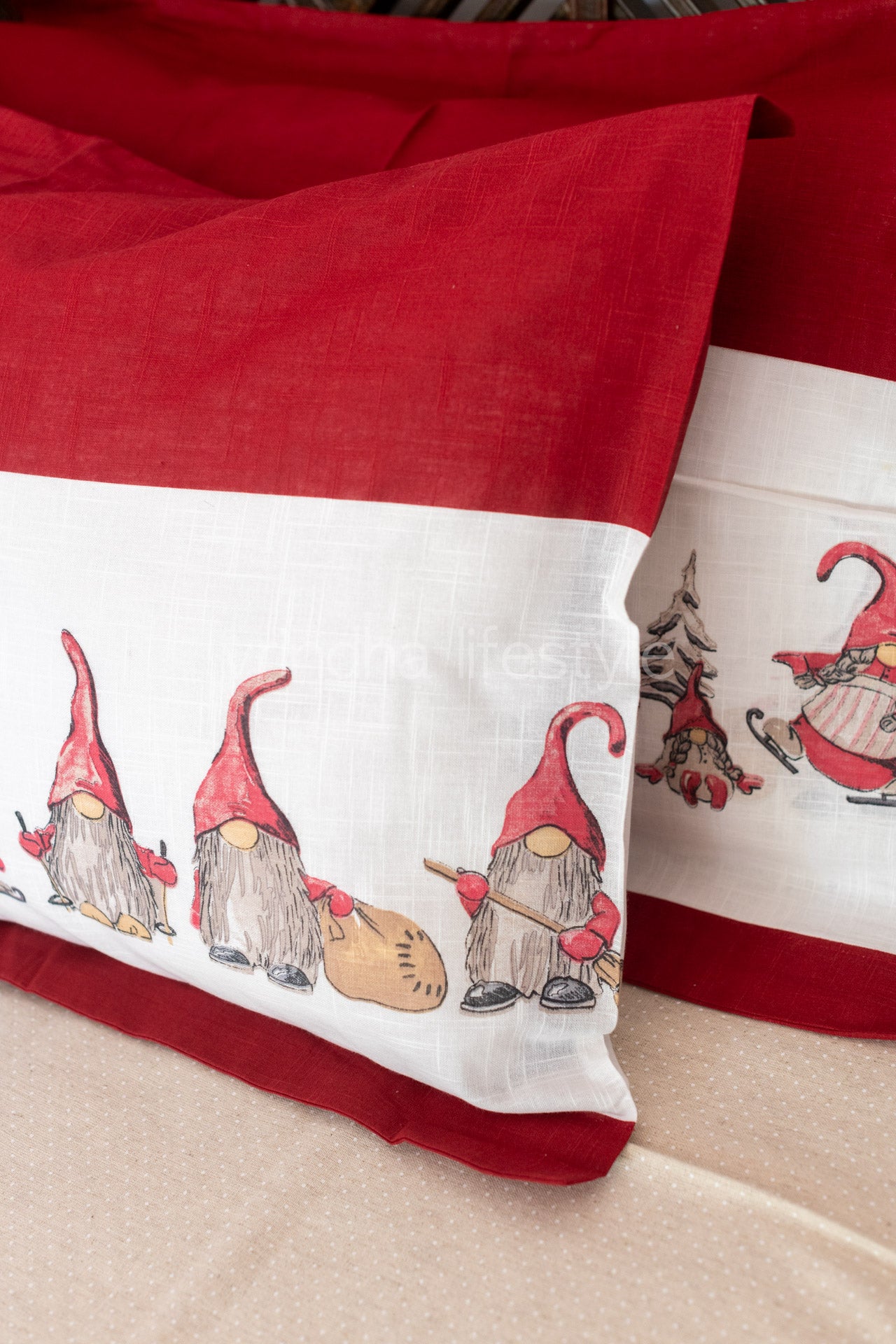 Printed cotton pillow cover-set of 2