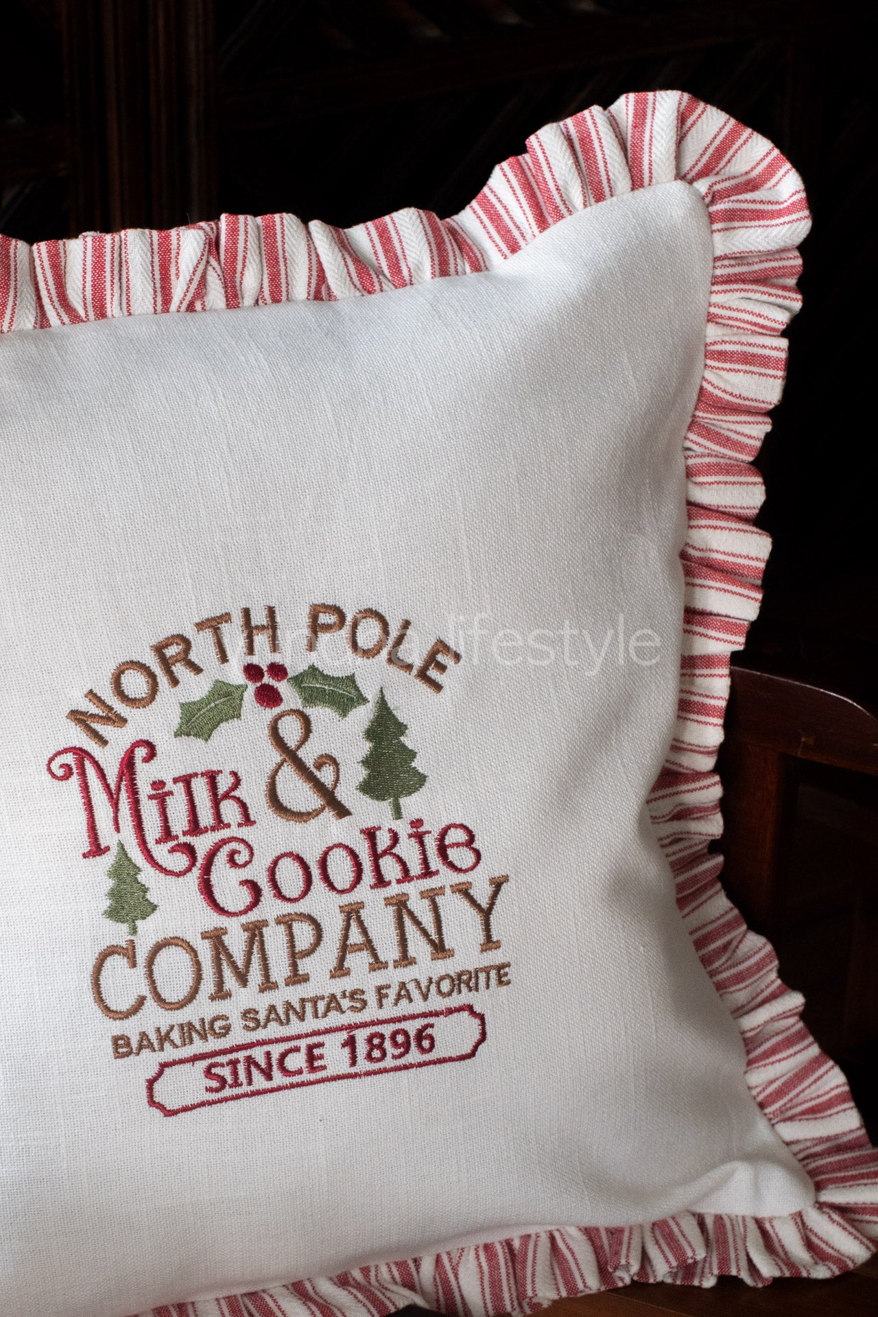 COTTON CUSHION COVER with embroidery and frill detailing -Single unit-customisable