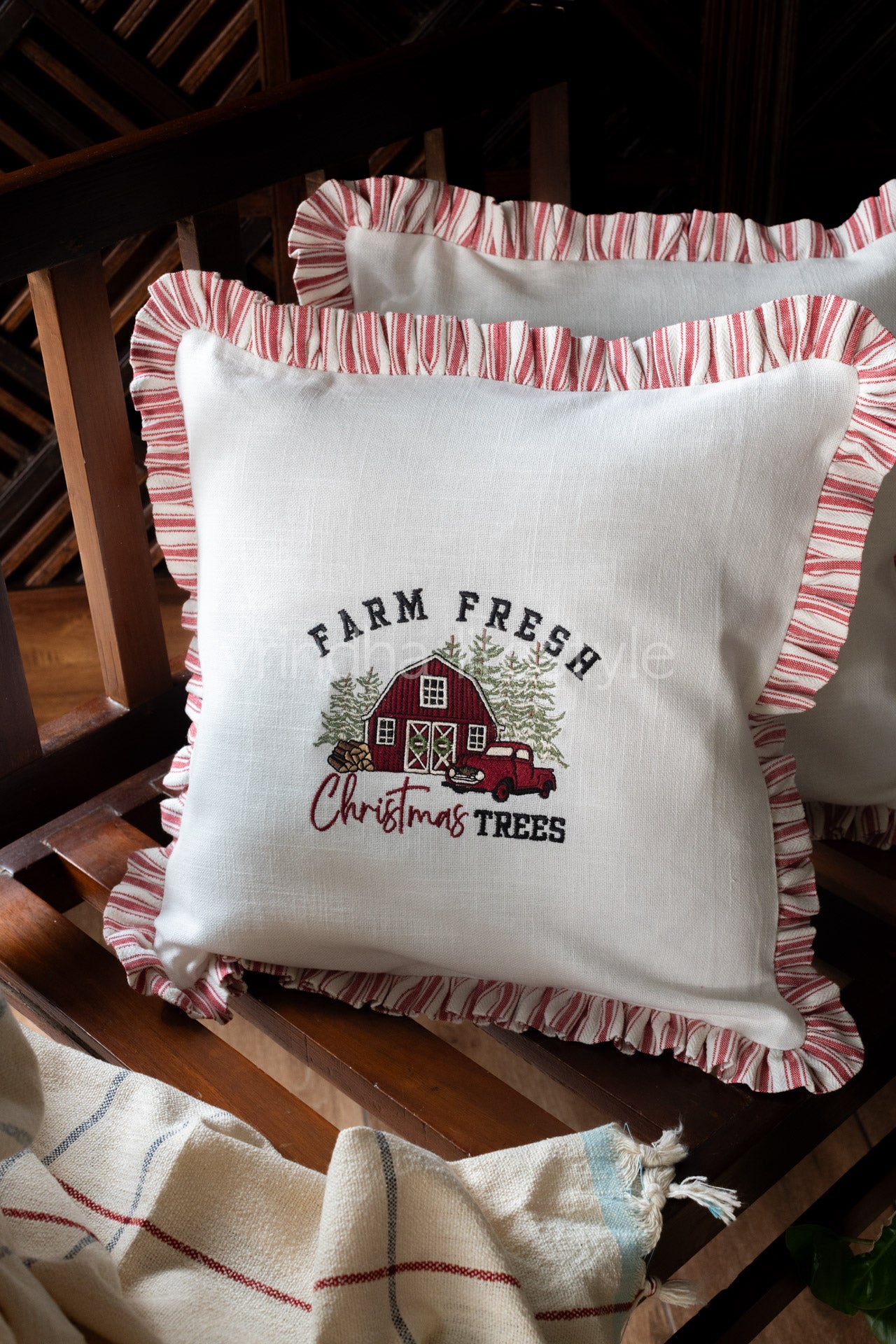 COTTON CUSHION COVER with embroidery and frill detailing -Single unit-customisable