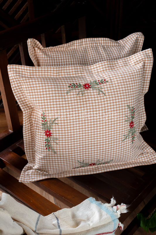 Cotton cushion cover with  embroidery -Single unit- 16x16 inches( Customisable)