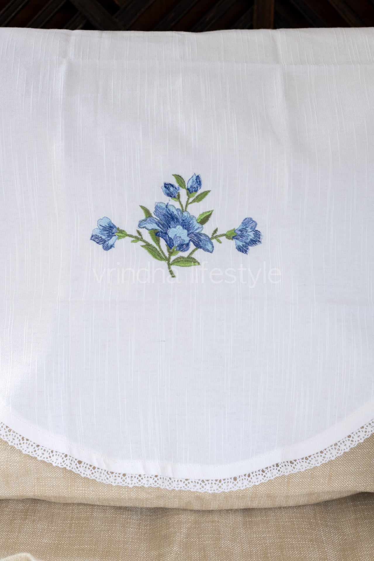 SOFA BACK COVER-with embroidery and lace detailing -Set of 5