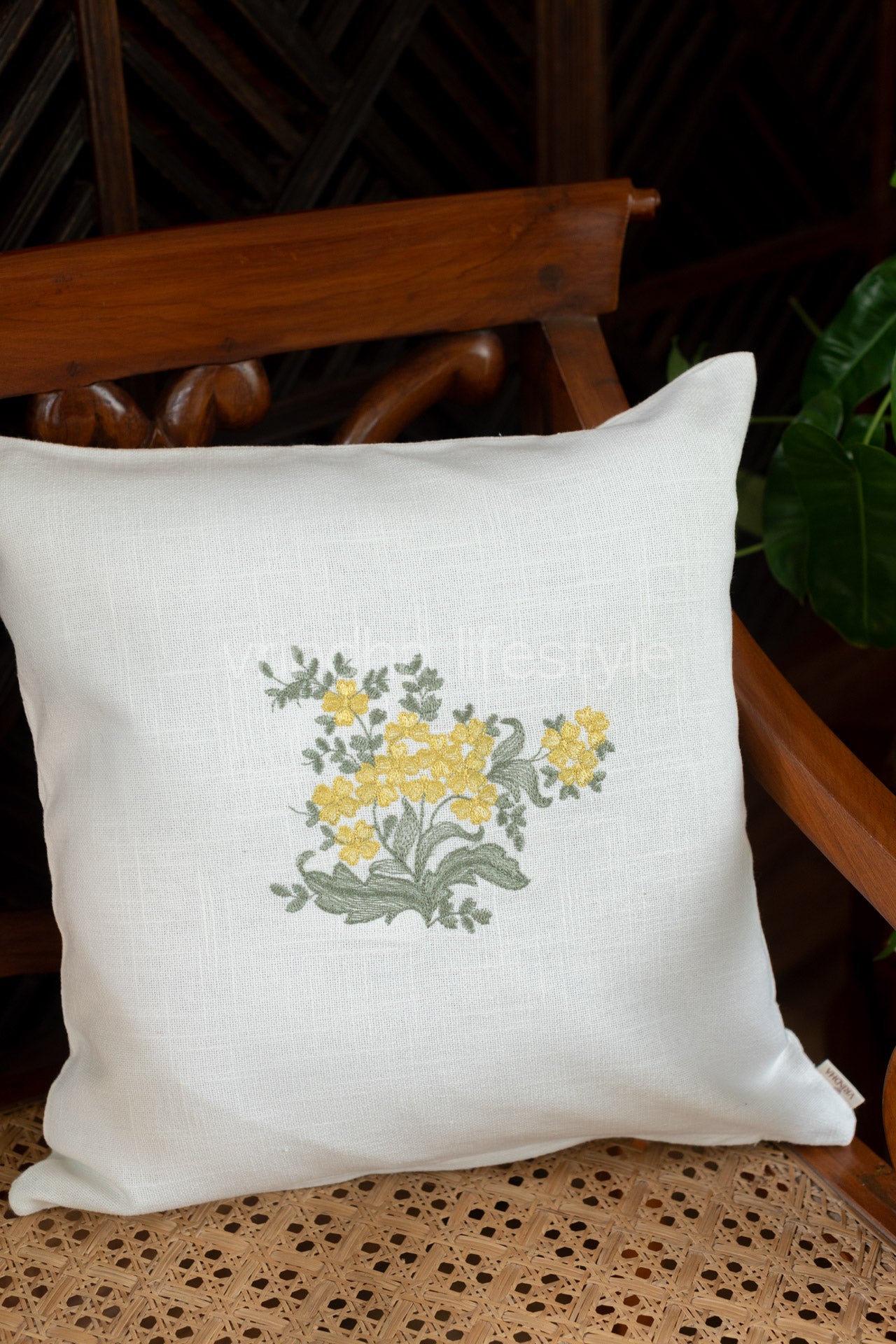 Cotton cushion cover with embroidery -Single unit- 16x16 inches