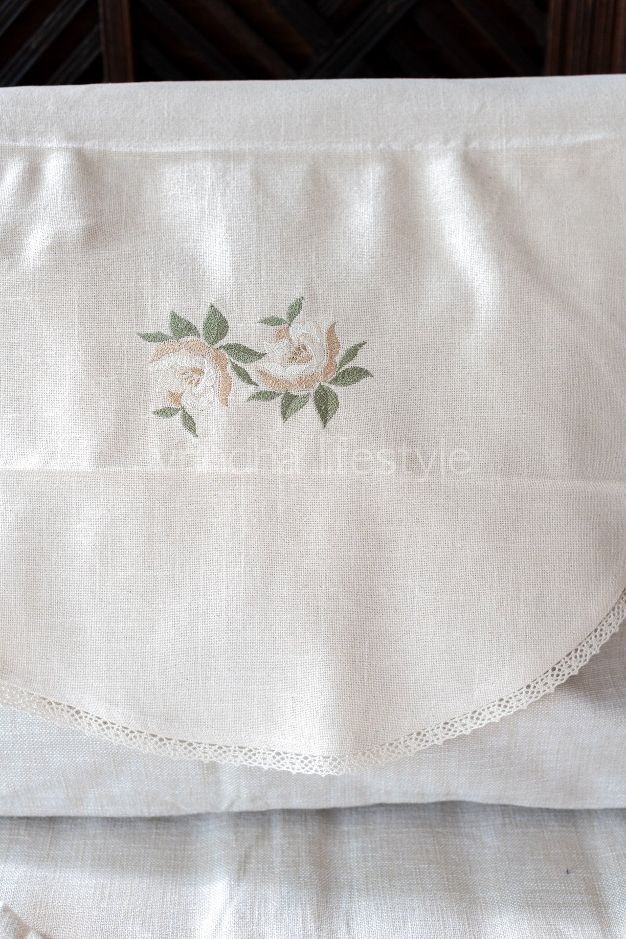 SOFA BACK COVER-with embroidery and lace detailing -Set of 5
