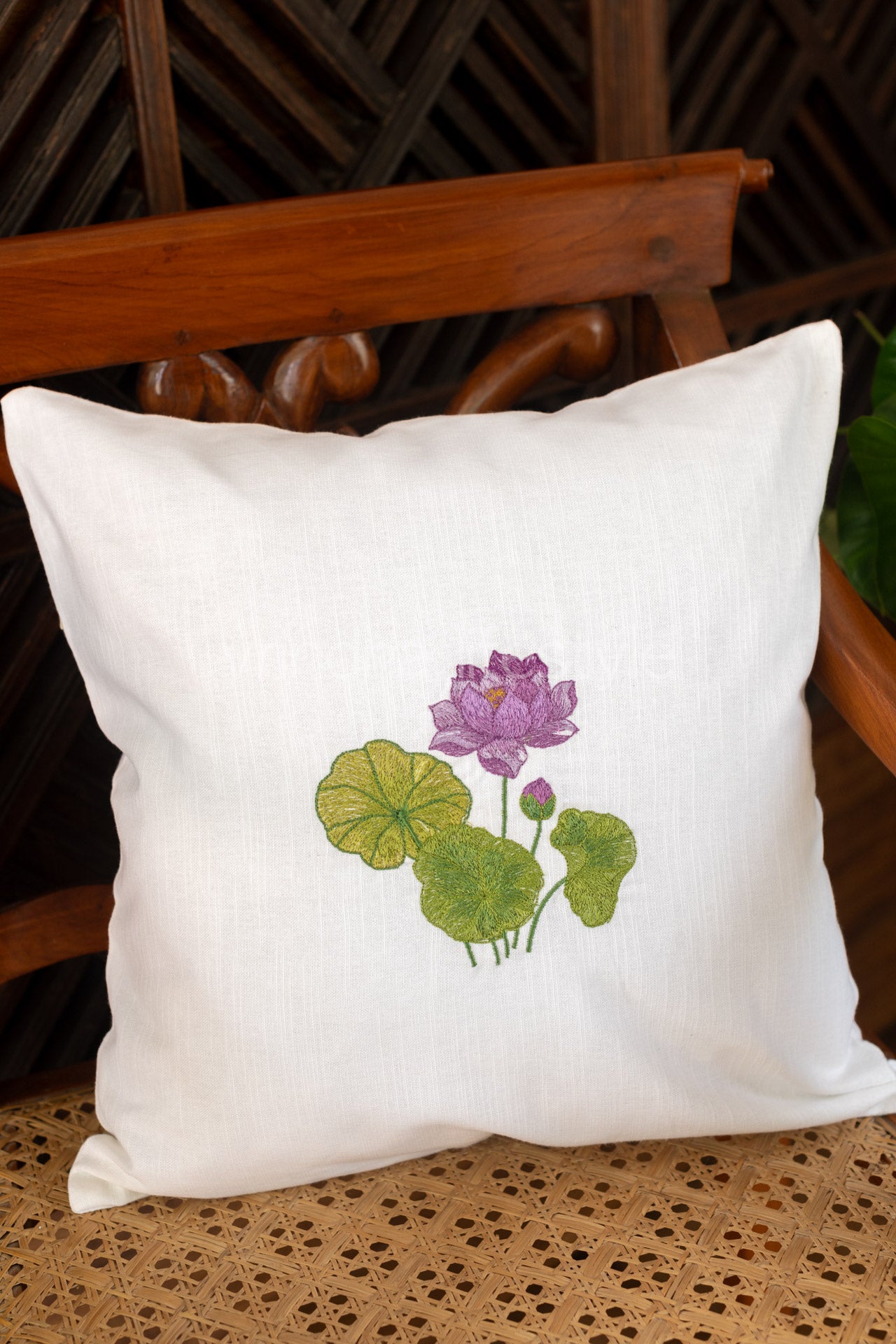 Cotton cushion cover with embroidery -Single unit- 16x16 inches