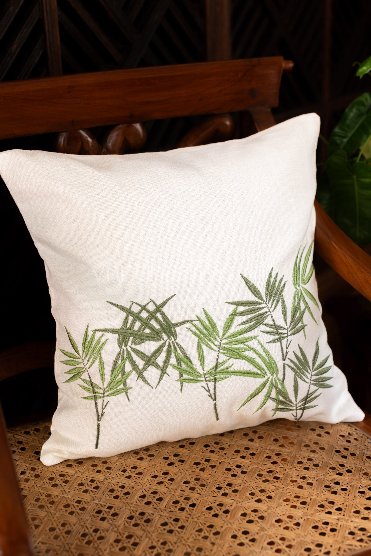 Cotton cushion cover with embroidery -Single unit- 16x16 inches