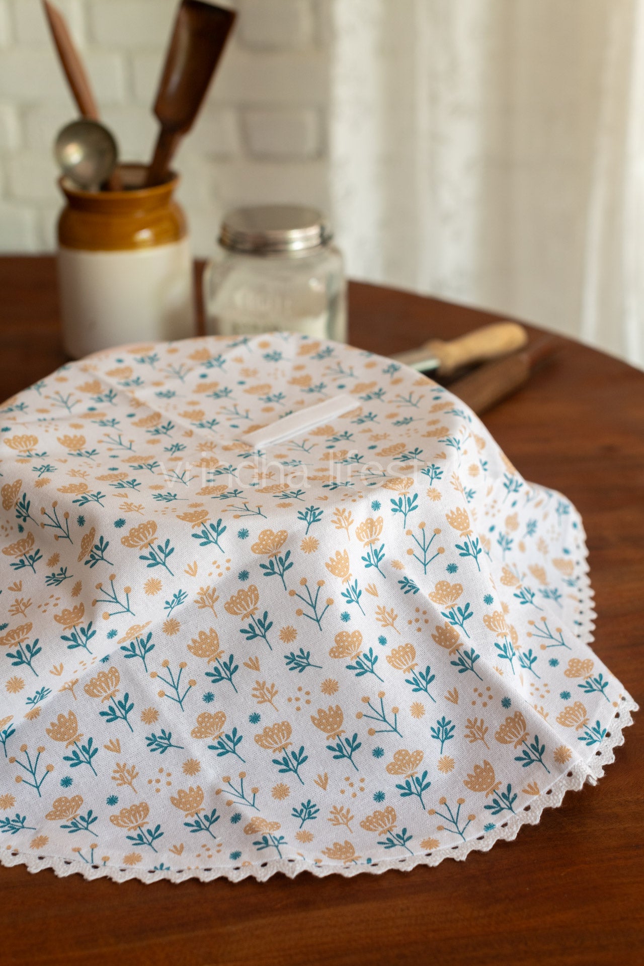Printed cotton Kitchen towels-round tea towels/basket cover-Single unit