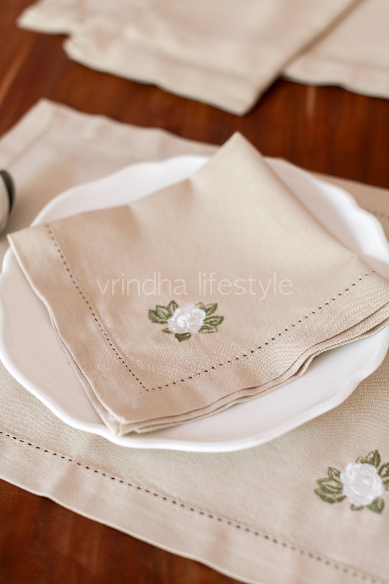 cross stitch embroidered place mat-Set of 2