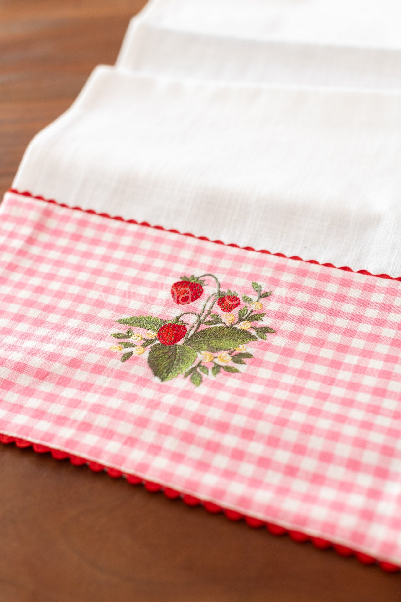 Cotton coffee table runner with embroidery -14x58 inches