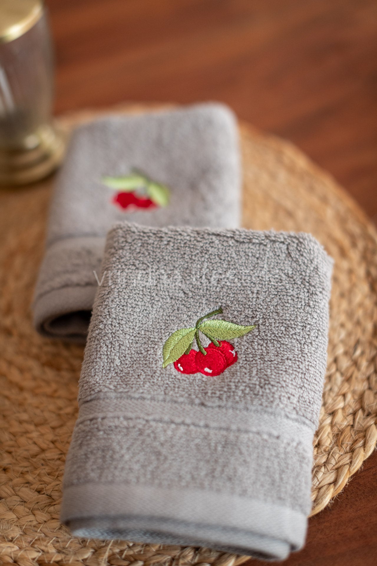SOFT FACE TOWEL WITH EMBROIDERY, 12inch x 12 inch -set of two