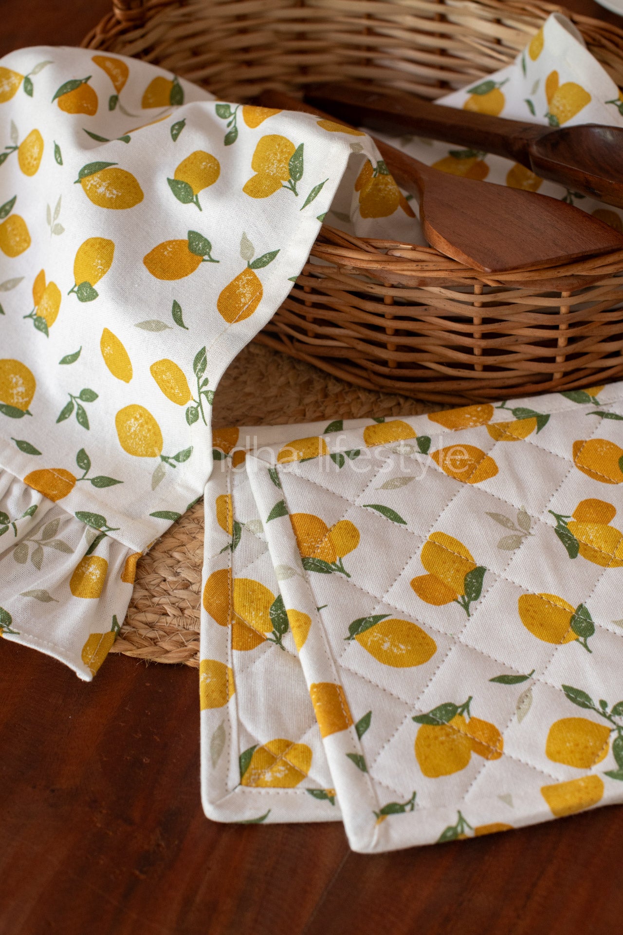 Kitchen towel with pot holder-3 piece-gift set
