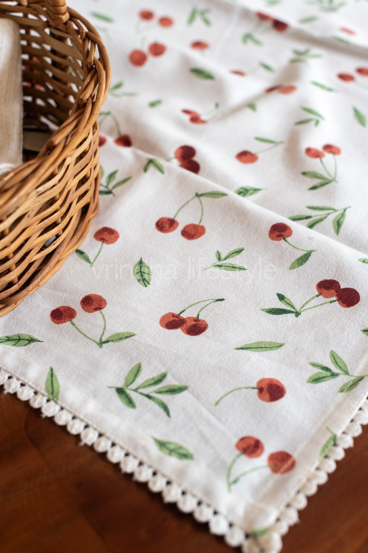 Cotton printed table cloth with lace detailing-coffee table -30x30 inches-customisable