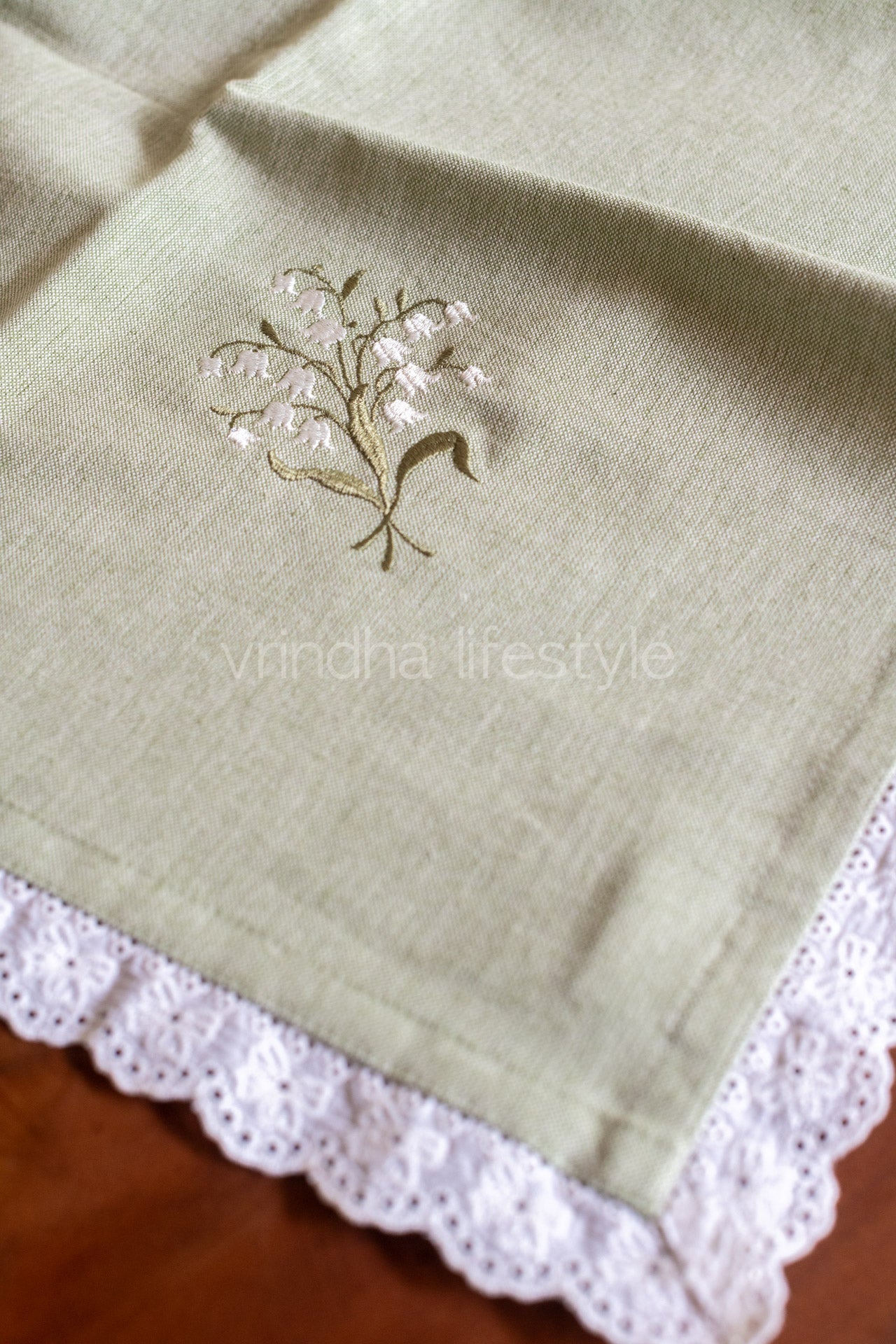 COTTON TABLE CLOTH with embroidery -Square -coffee table cover-customisable