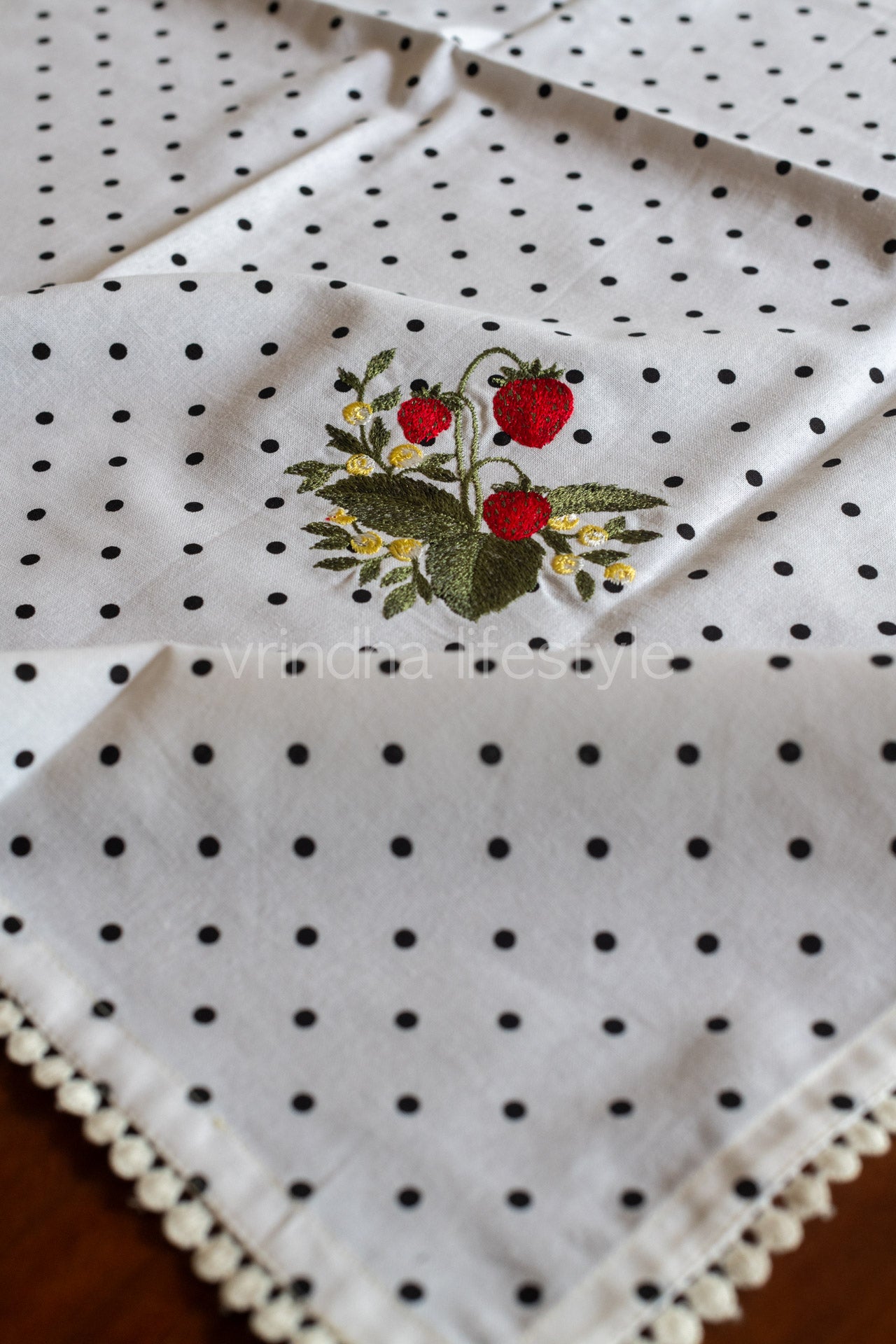 Coffee table cover with embroidery and lace detailing-31x31 inches-customisable