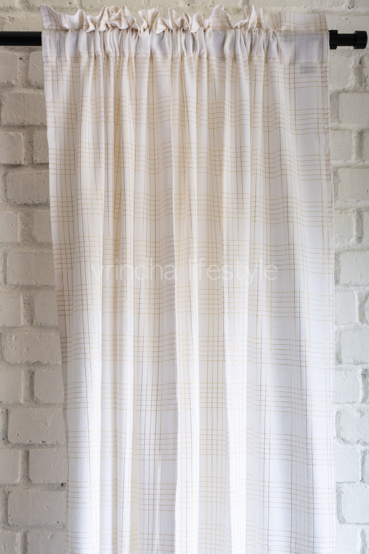 Cotton lurex curtains-7 Feet-Rod pocket curtain(customisable)