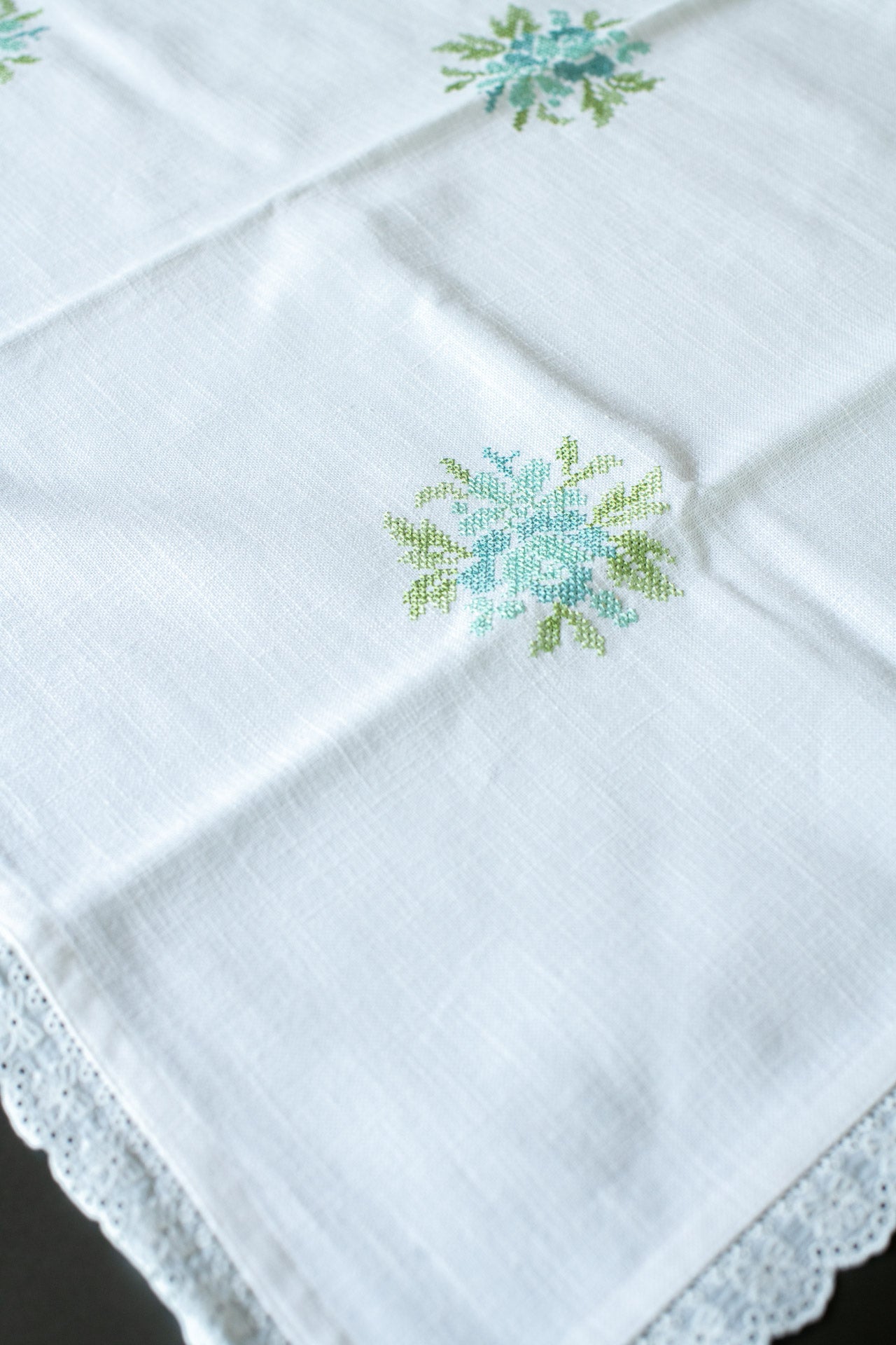 COFFEE TABLE CLOTH with cross stitch embroidery -32x32inches-customisable