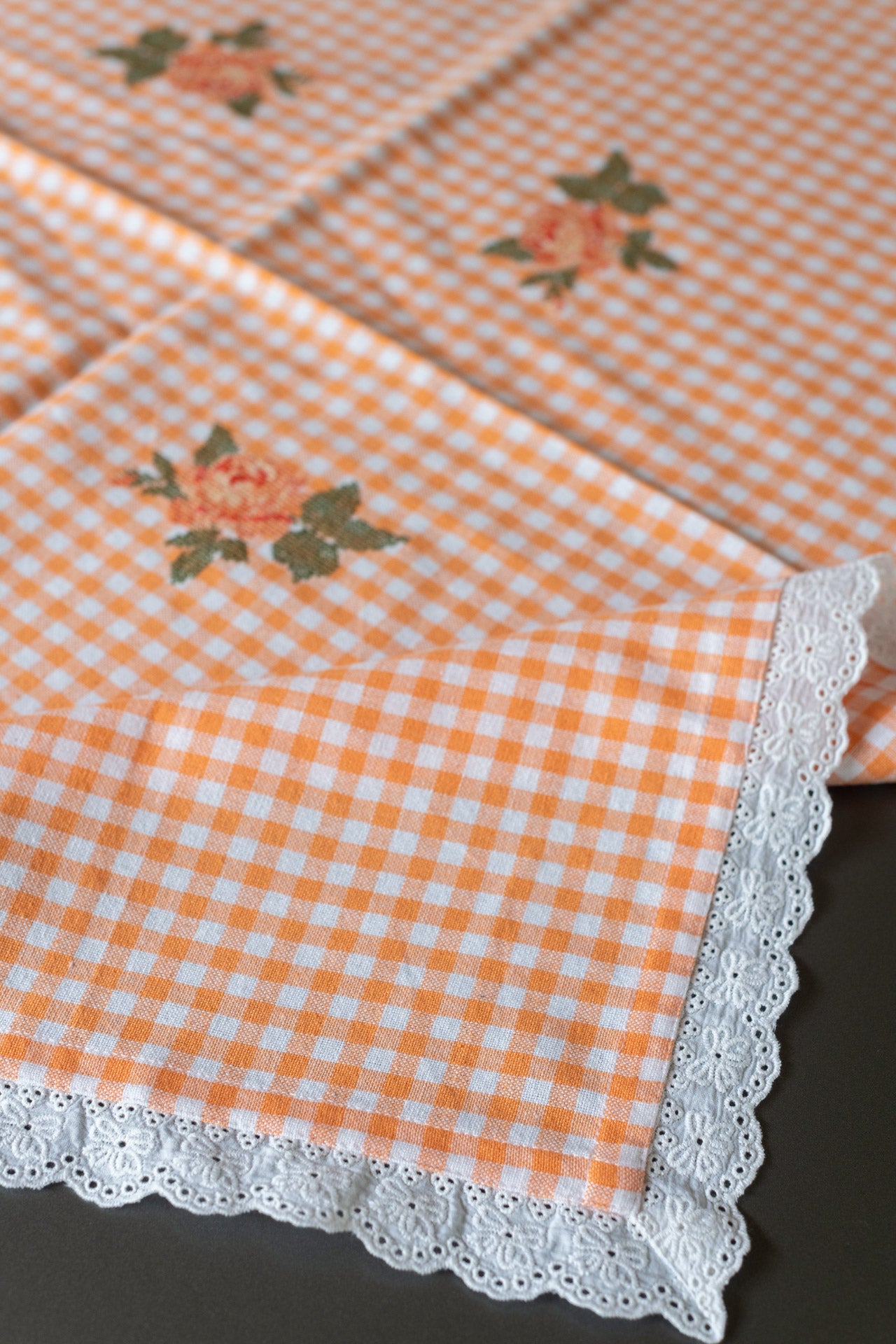 COFFEE TABLE CLOTH with cross stitch embroidery -30x30inches-customisable
