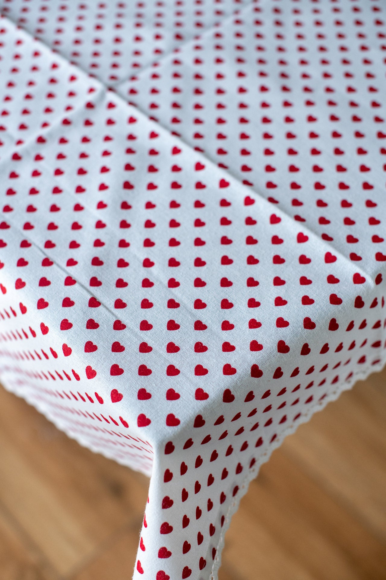 Table cloth with cotton lace detailing -square-4 seater