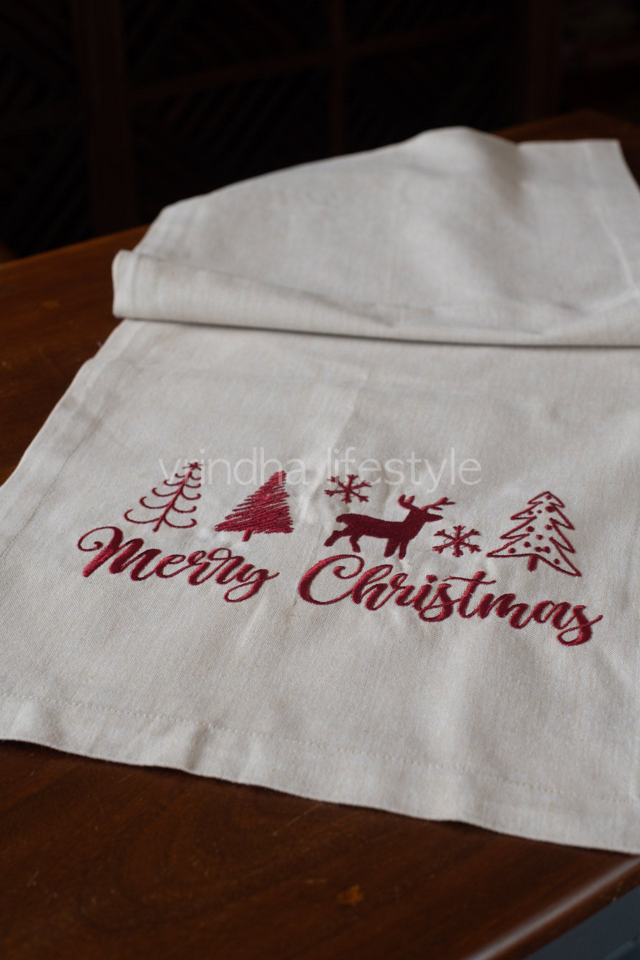 Cotton table runner with embroidery- 14x108 inches-8 seater