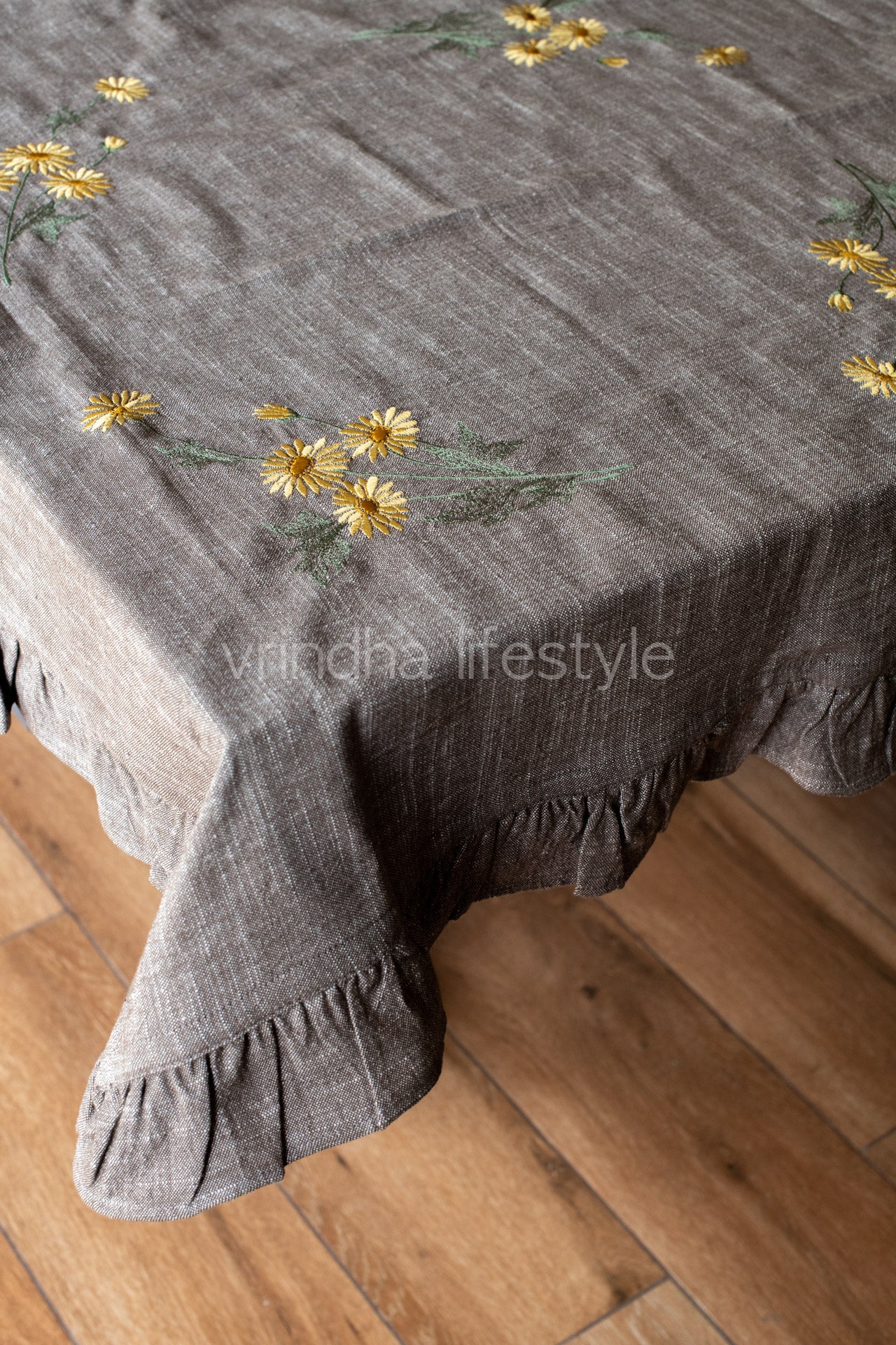 TABLE CLOTH with embroidery and frill detailing-Square -coffee table cover-customisable
