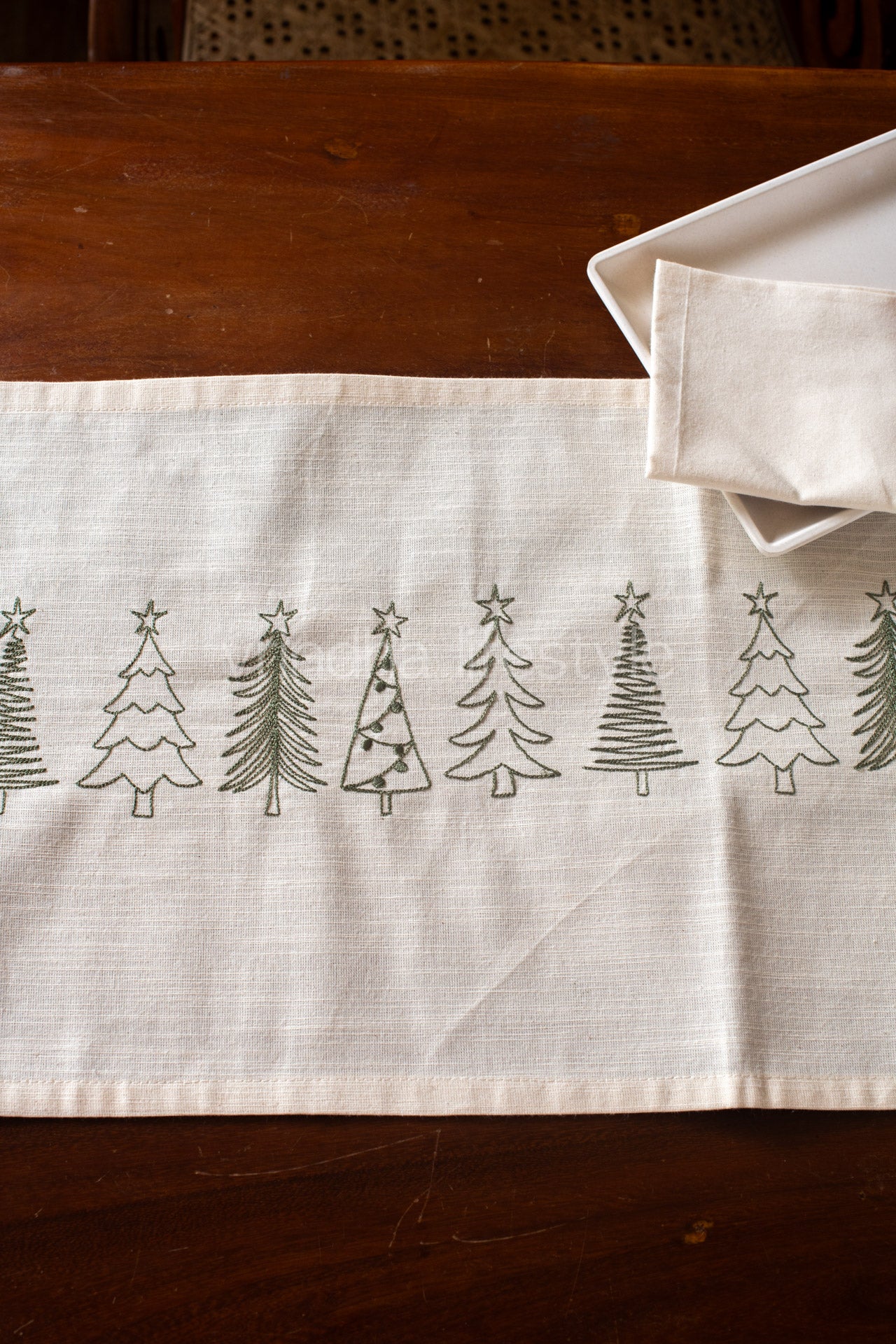 Cotton table runner with embroidery- 13x52 inches-customisable