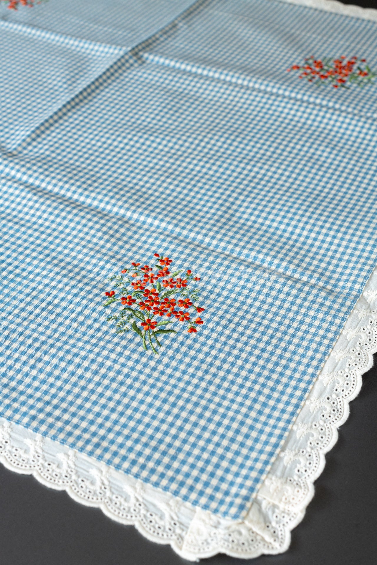 COTTON TABLE CLOTH with embroidery -Square -coffee table cover-customisable
