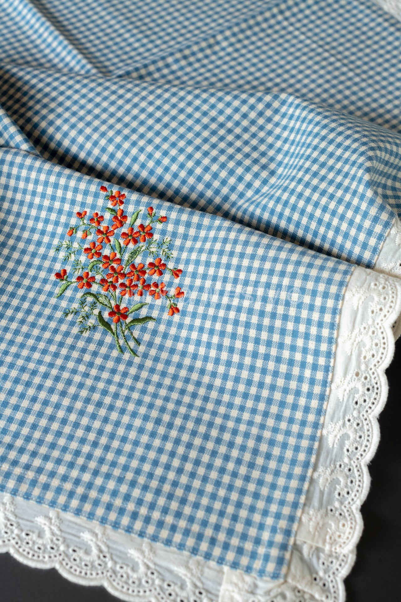 COTTON TABLE CLOTH with embroidery -Square -coffee table cover-customisable