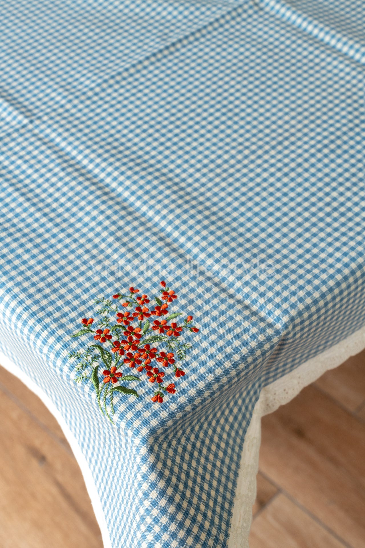 COTTON TABLE CLOTH with embroidery -Square -coffee table cover-customisable