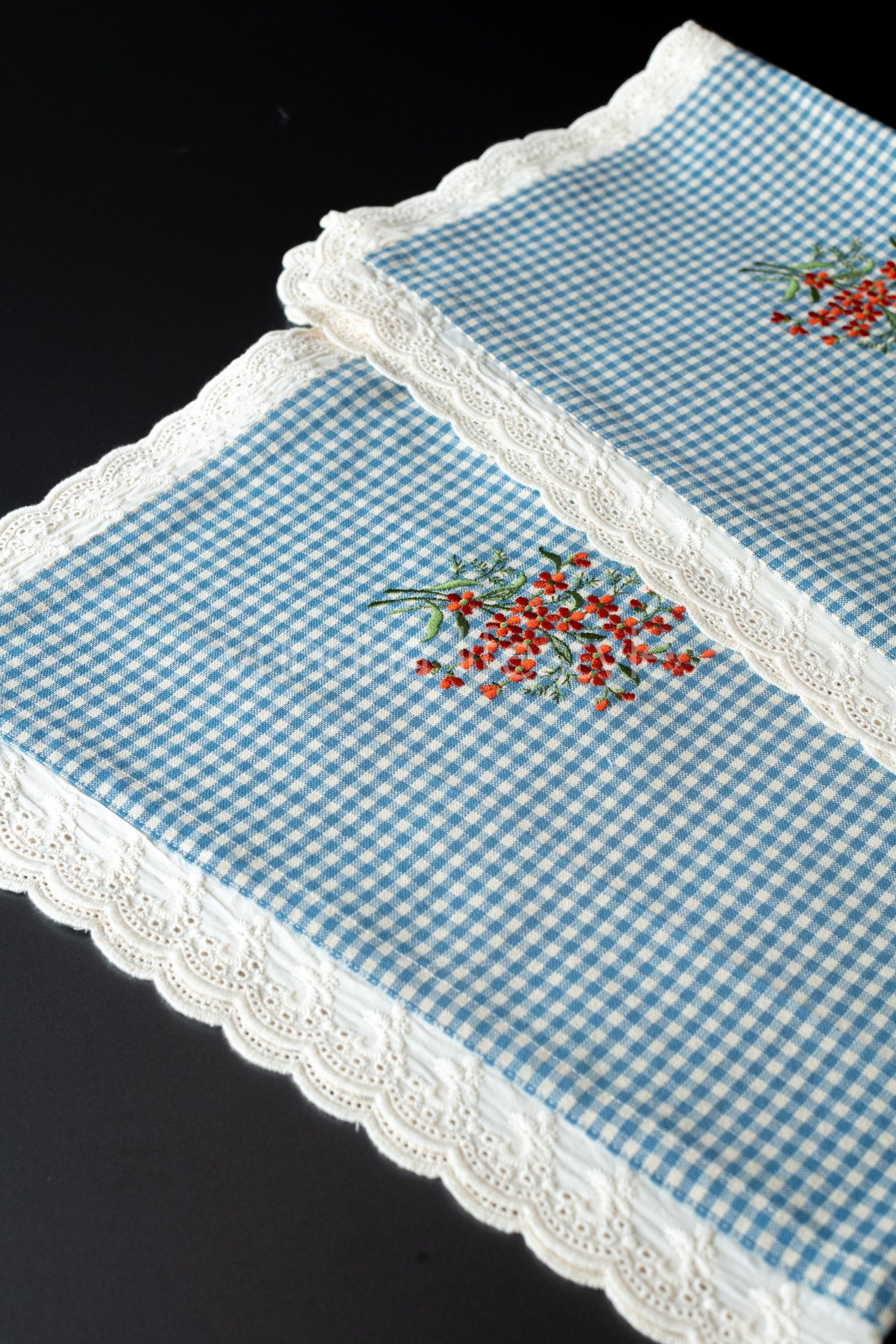 COTTON TABLE CLOTH with embroidery -Square -coffee table cover-customisable