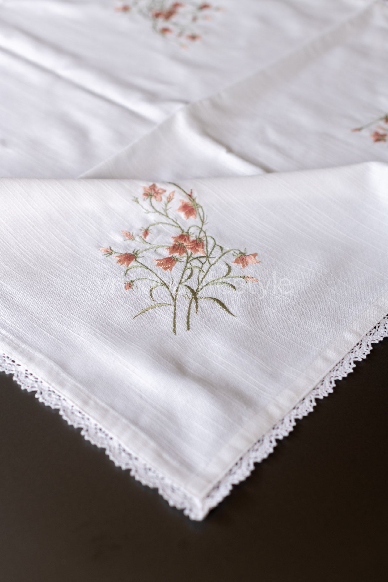 COTTON TABLE CLOTH with embroidery -Square -coffee table cover-customisable