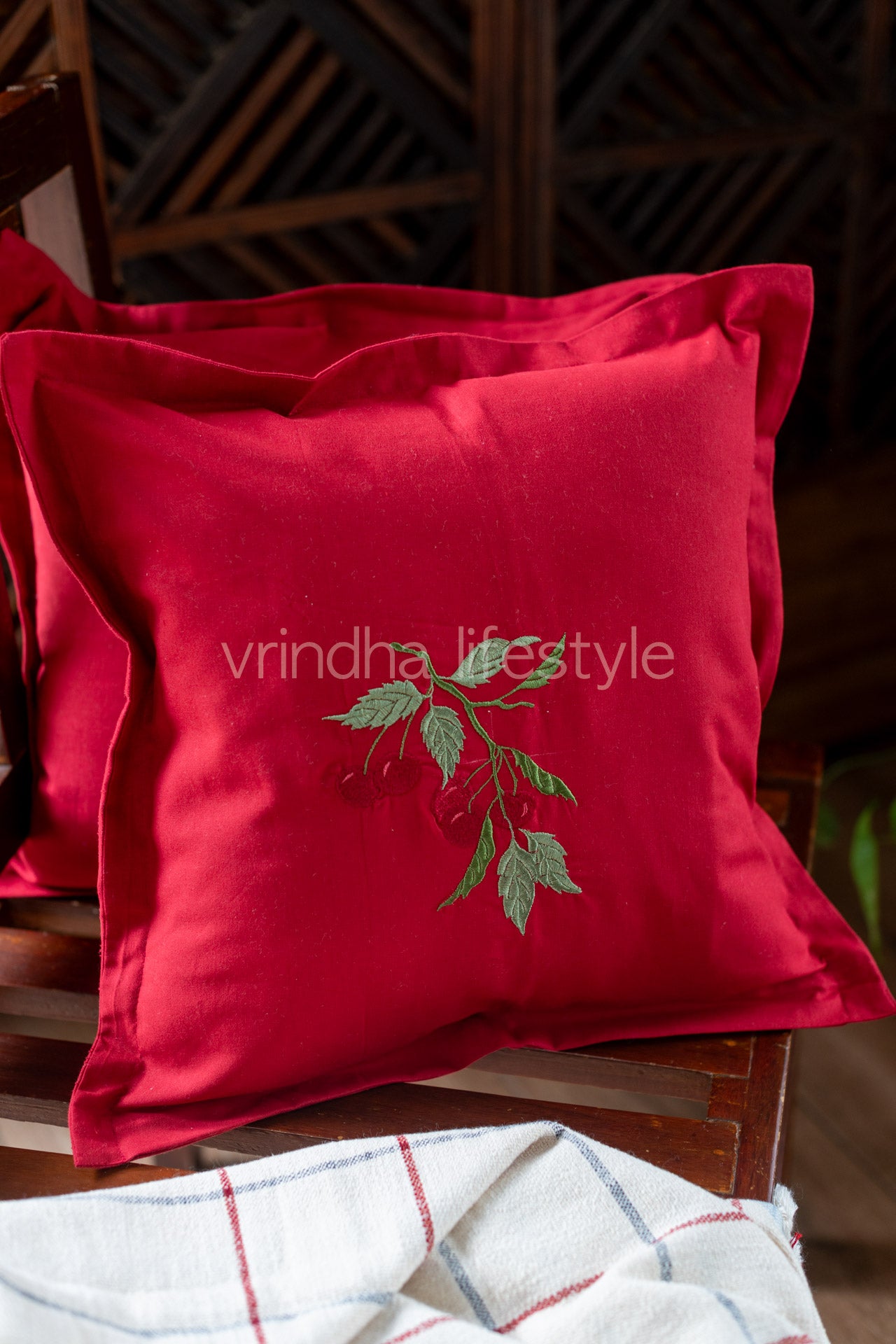Cotton cushion cover with embroidery -Single unit- 16x16 inches( Customisable)