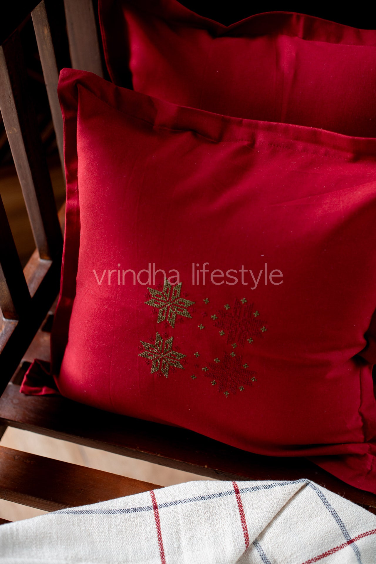 Cotton cushion cover with cross stitch embroidery,-Single unit- 16x16 inches( Customisable)