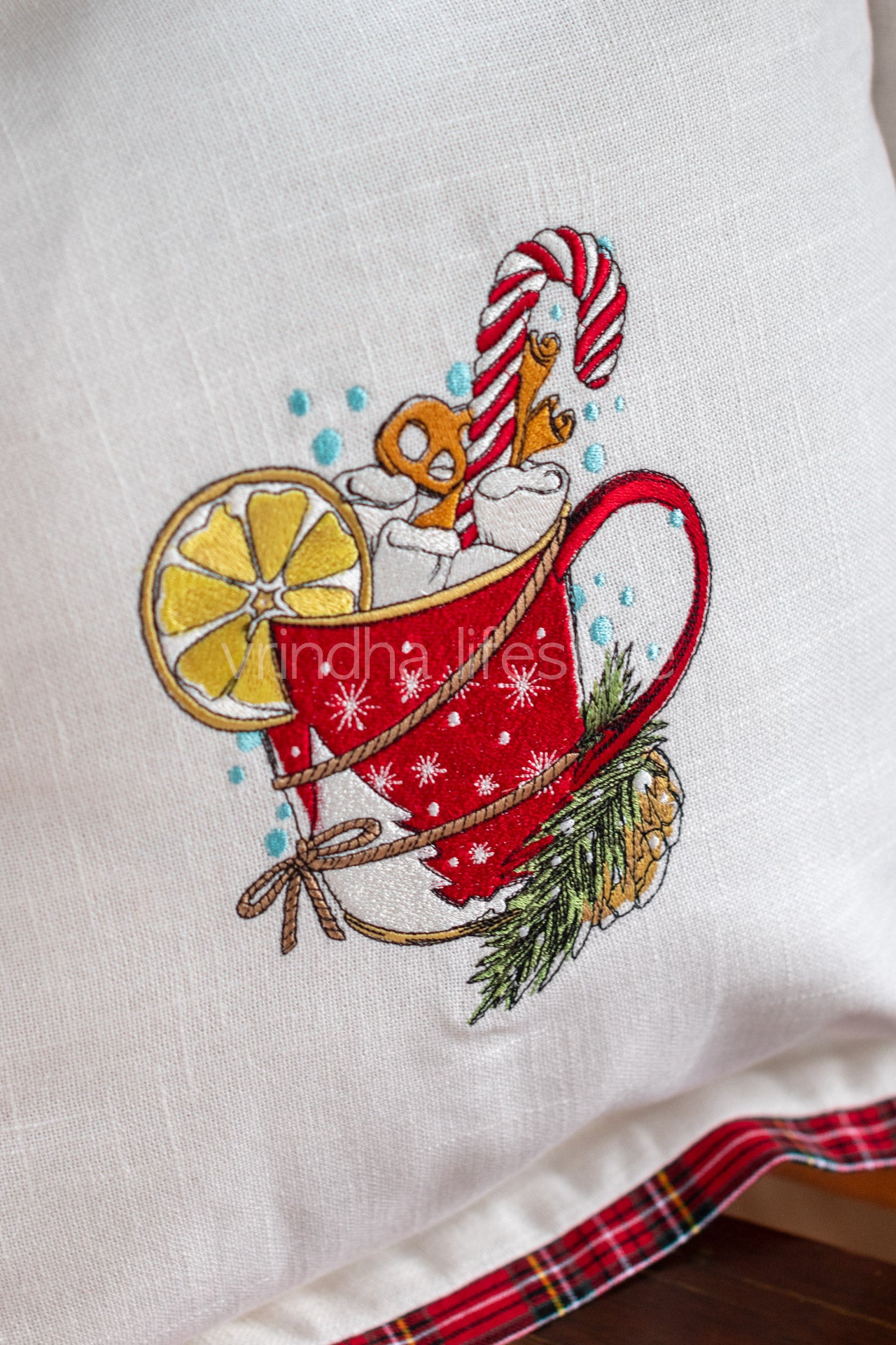 Cotton cushion cover with embroidery -Single unit- 16x16 inches( Customisable)