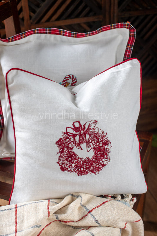 Cotton cushion cover with  embroidery -Single unit- 16x16 inches( Customisable)