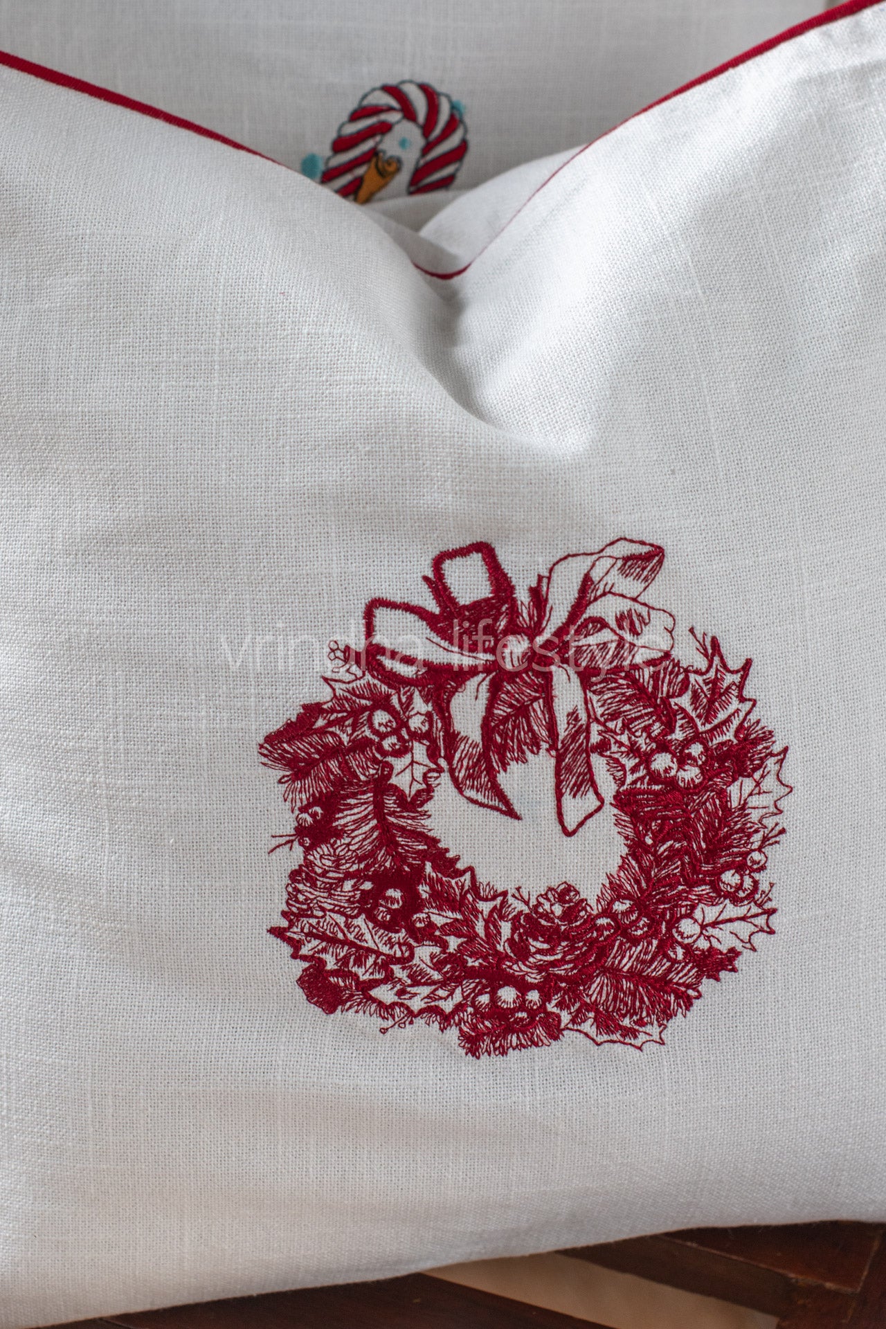 Cotton cushion cover with embroidery -Single unit- 16x16 inches( Customisable)