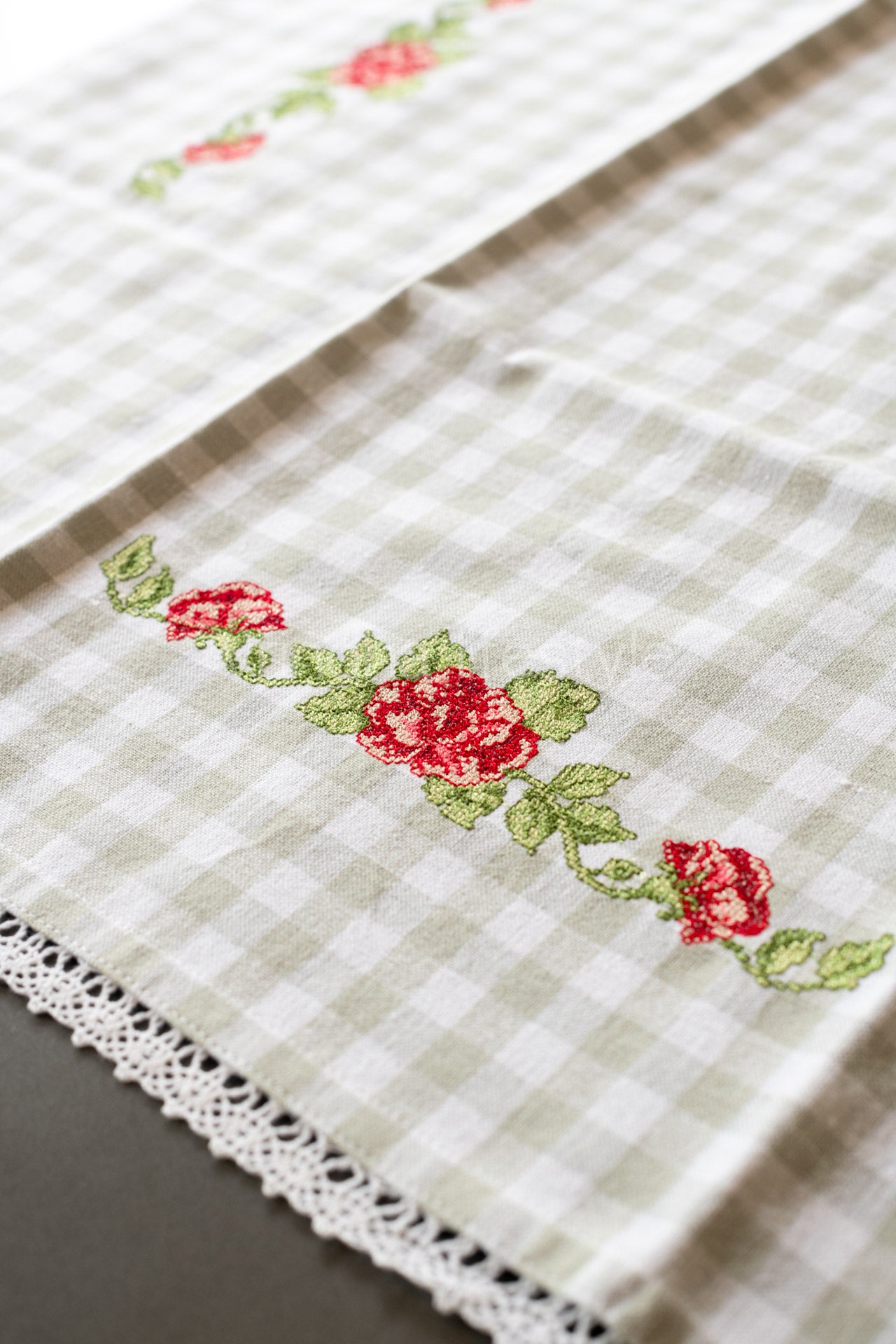 COTTON TABLE CLOTH with embroidery -Square -coffee table cover-customisable