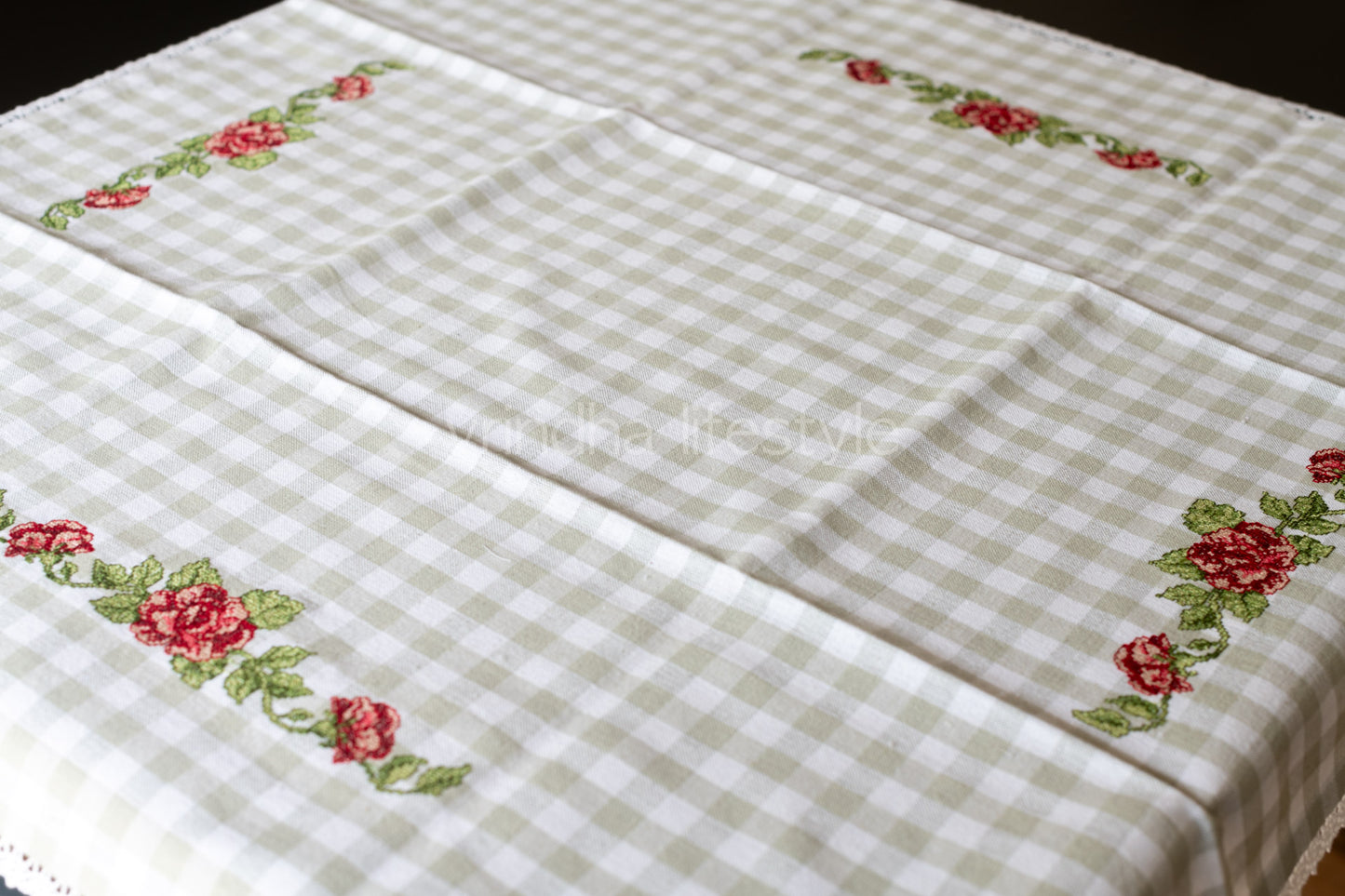 COTTON TABLE CLOTH with embroidery -Square -coffee table cover-customisable