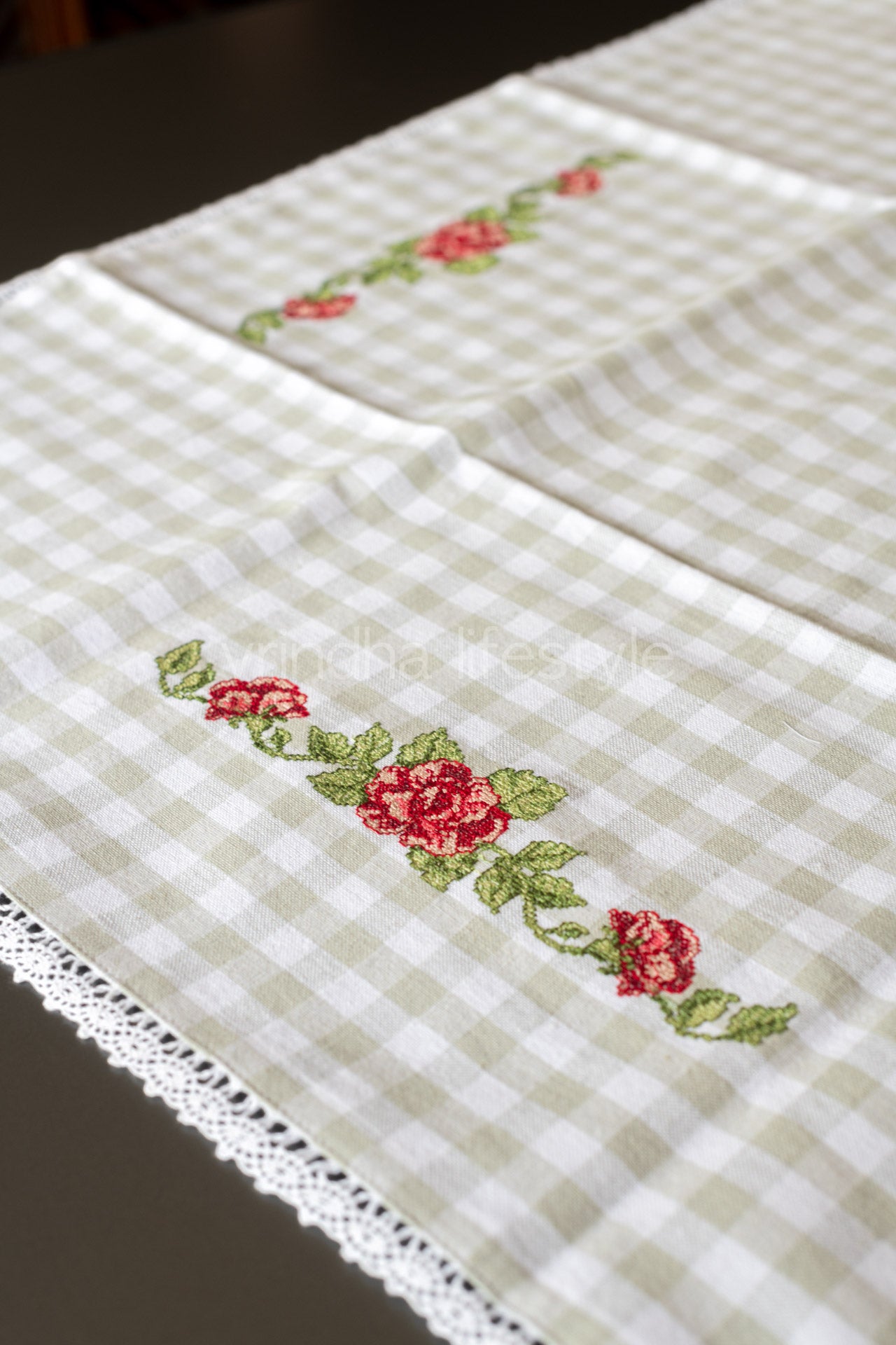 COTTON TABLE CLOTH with embroidery -Square -coffee table cover-customisable
